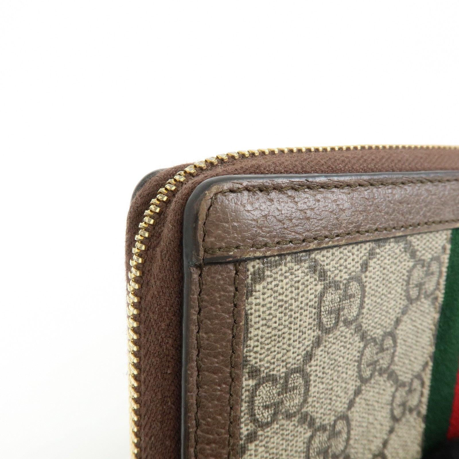 GUCCI Ophidia Sherry GG Supreme Leather Round Zippy Wallet 523154