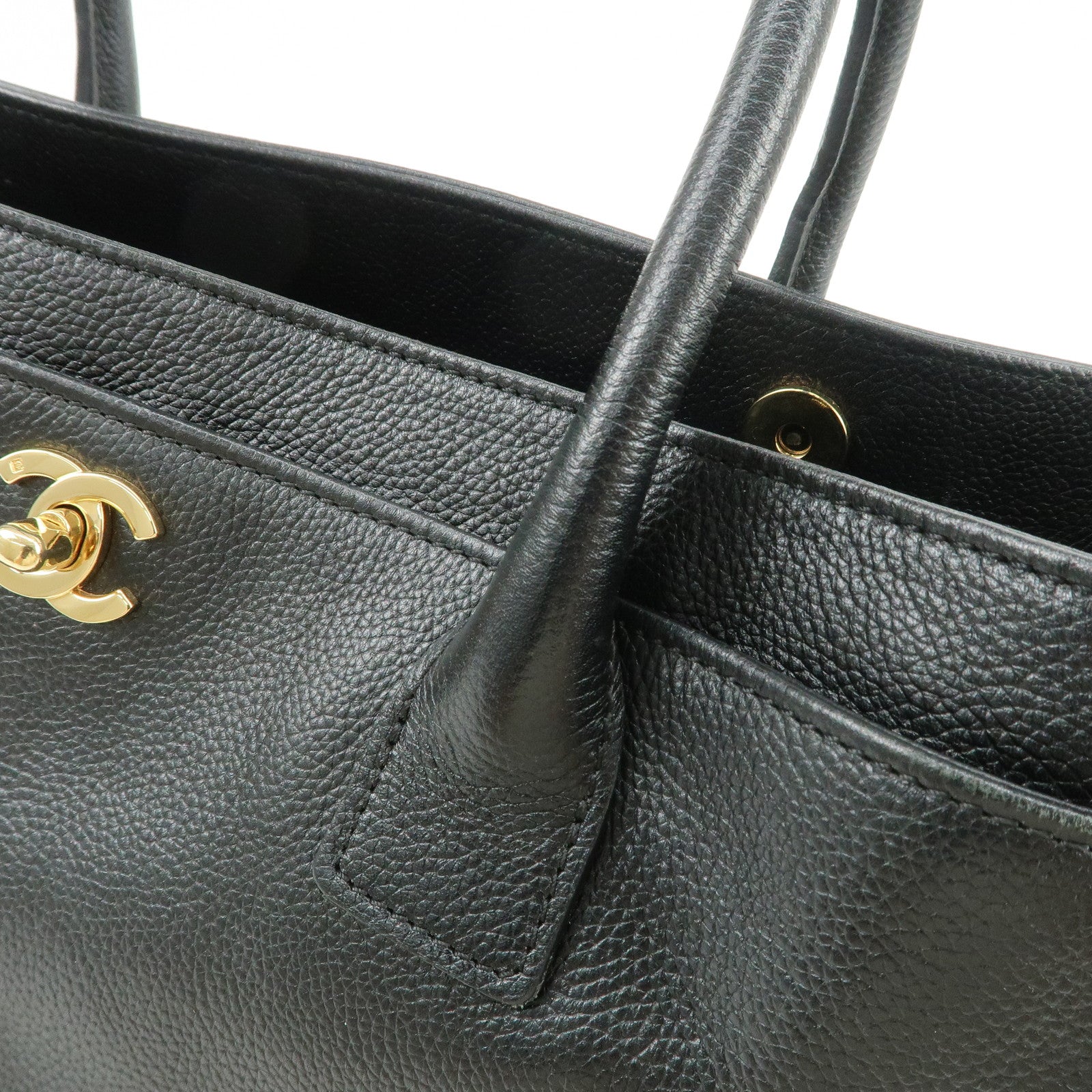 CHANEL Executive Leather Tote Bag Hand Bag Black A15206
