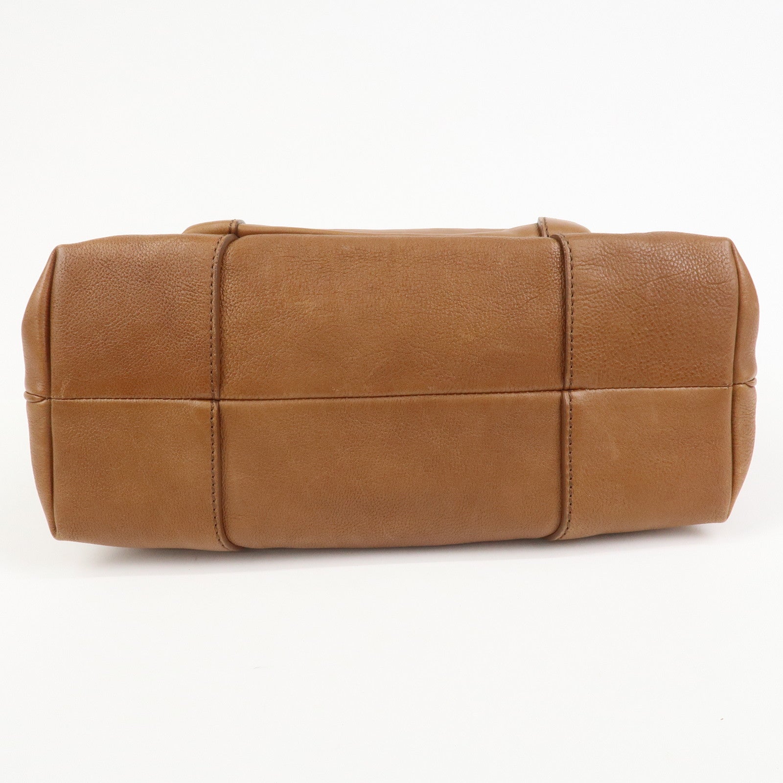 CELINE Logo Leather Boogie Bag Hand Bag Tote Bag Brown