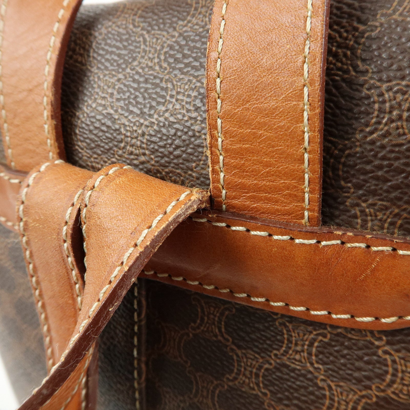 CELINE Macadam PVC Coated Canvas Leather Backpack Brown