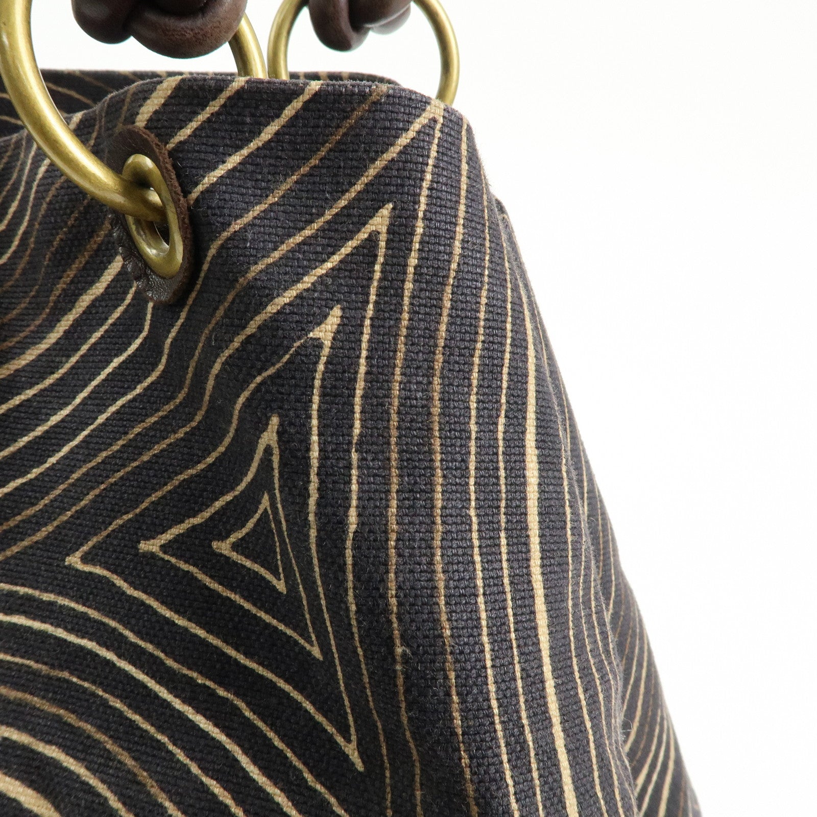 BOTTEGA VENETA Canvas Leather Tote Bag Hand Bag Brown