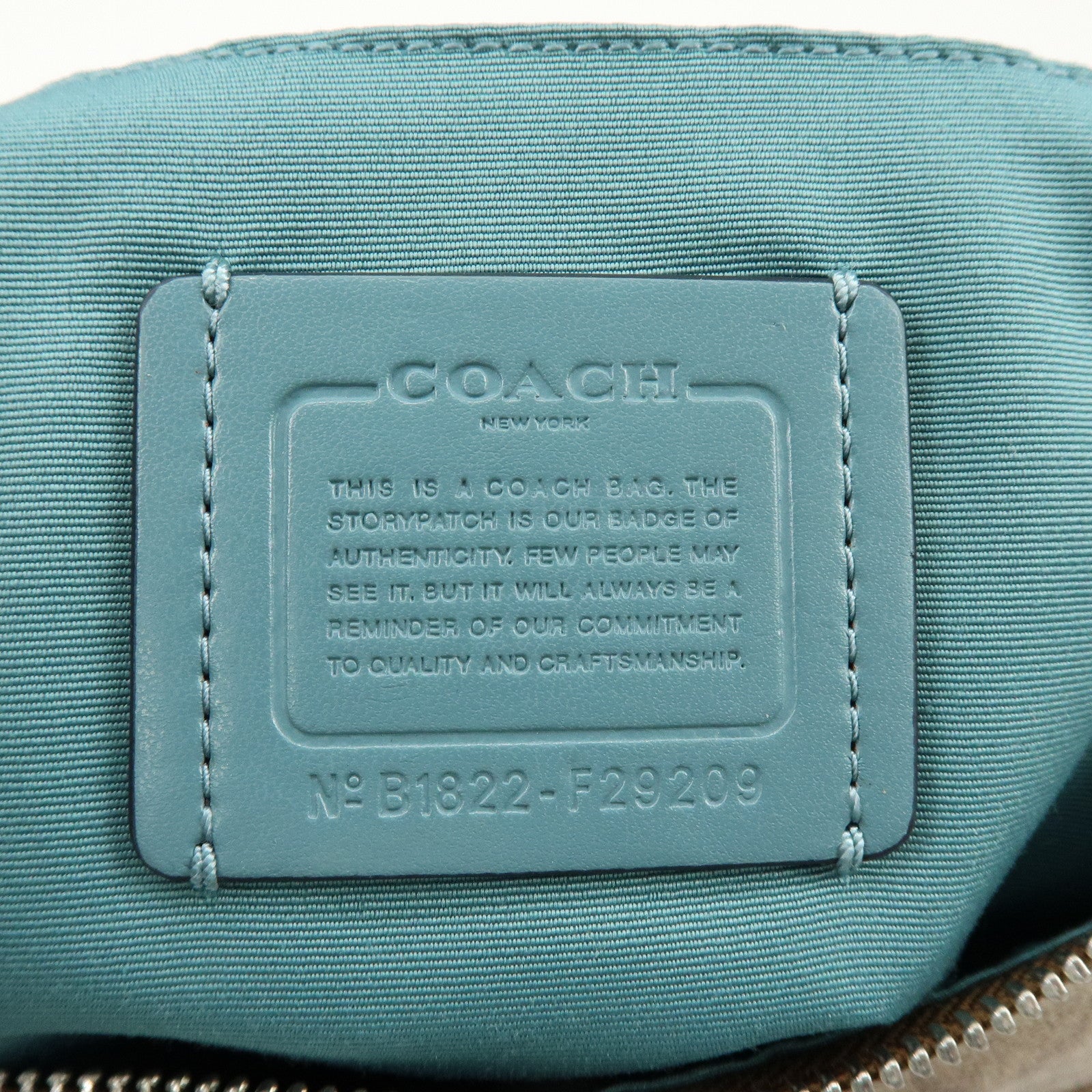 COACH Signature PVC Coated Canvas Leather Shoulder Bag Beige Blue