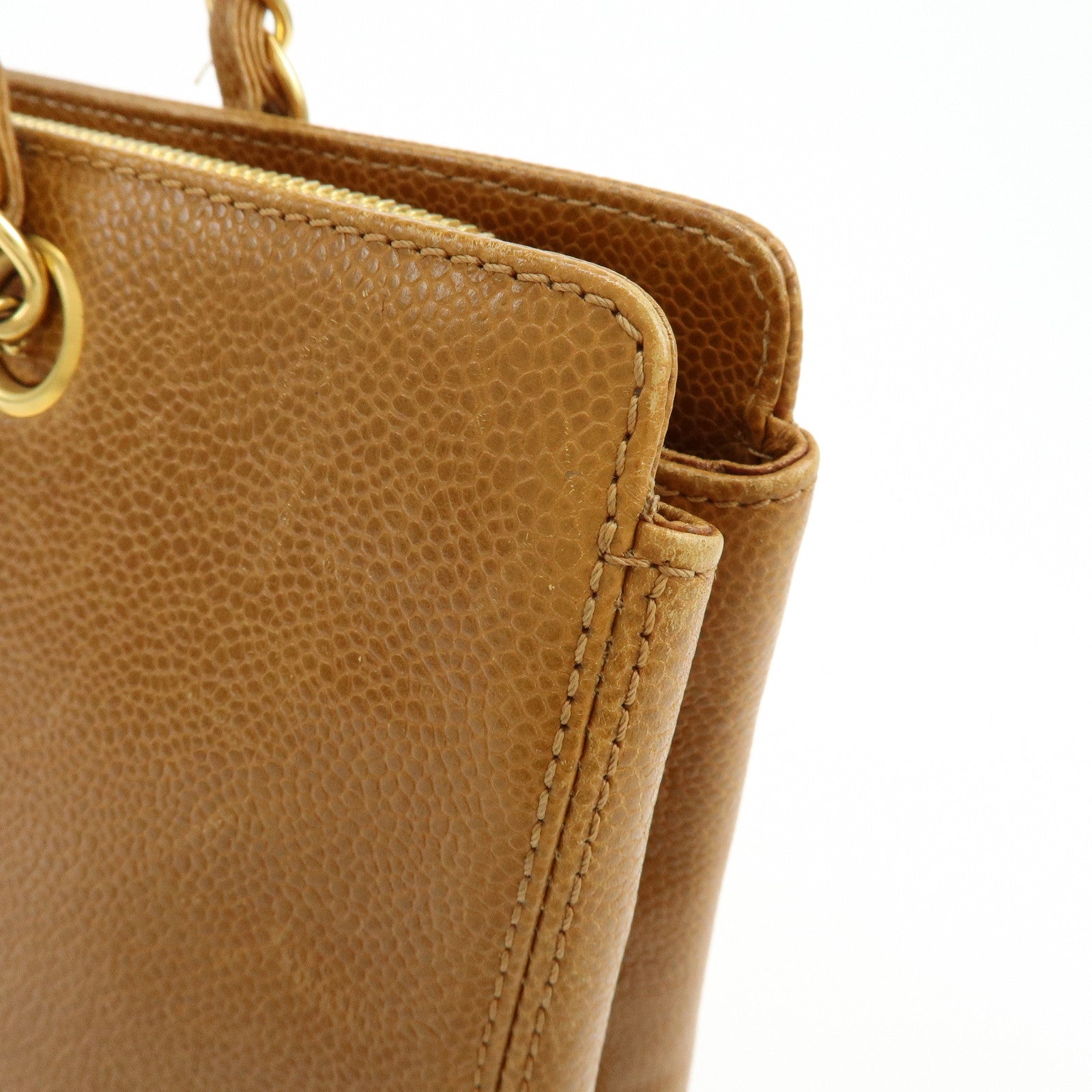 CHANEL Caviarskin Tote Bag Hand Bag Brown A08913