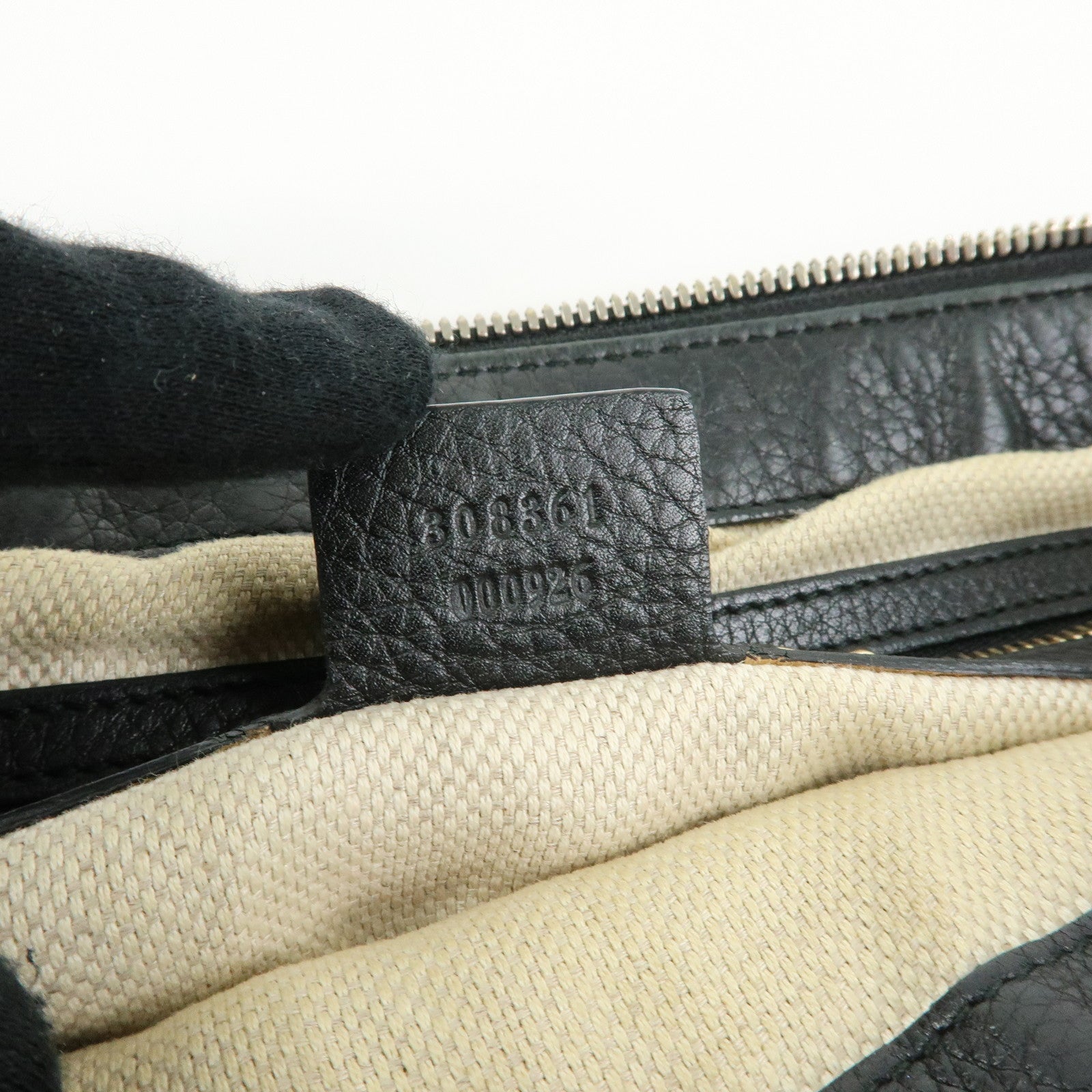 GUCCI SOHO Interlocking G Leather Shoulder Bag Tassel Black 308361