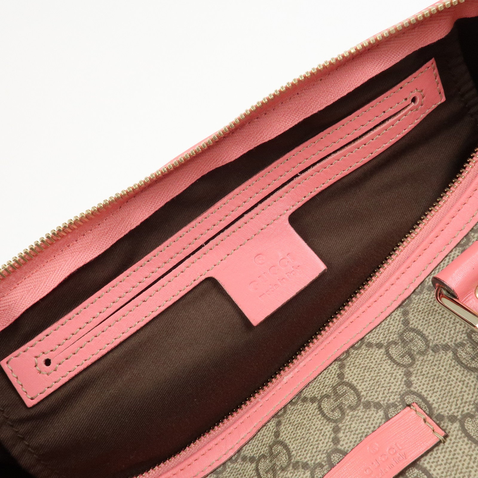 GUCCI GG Supreme Leather Boston Bag Hand Bag Beige Pink 193603