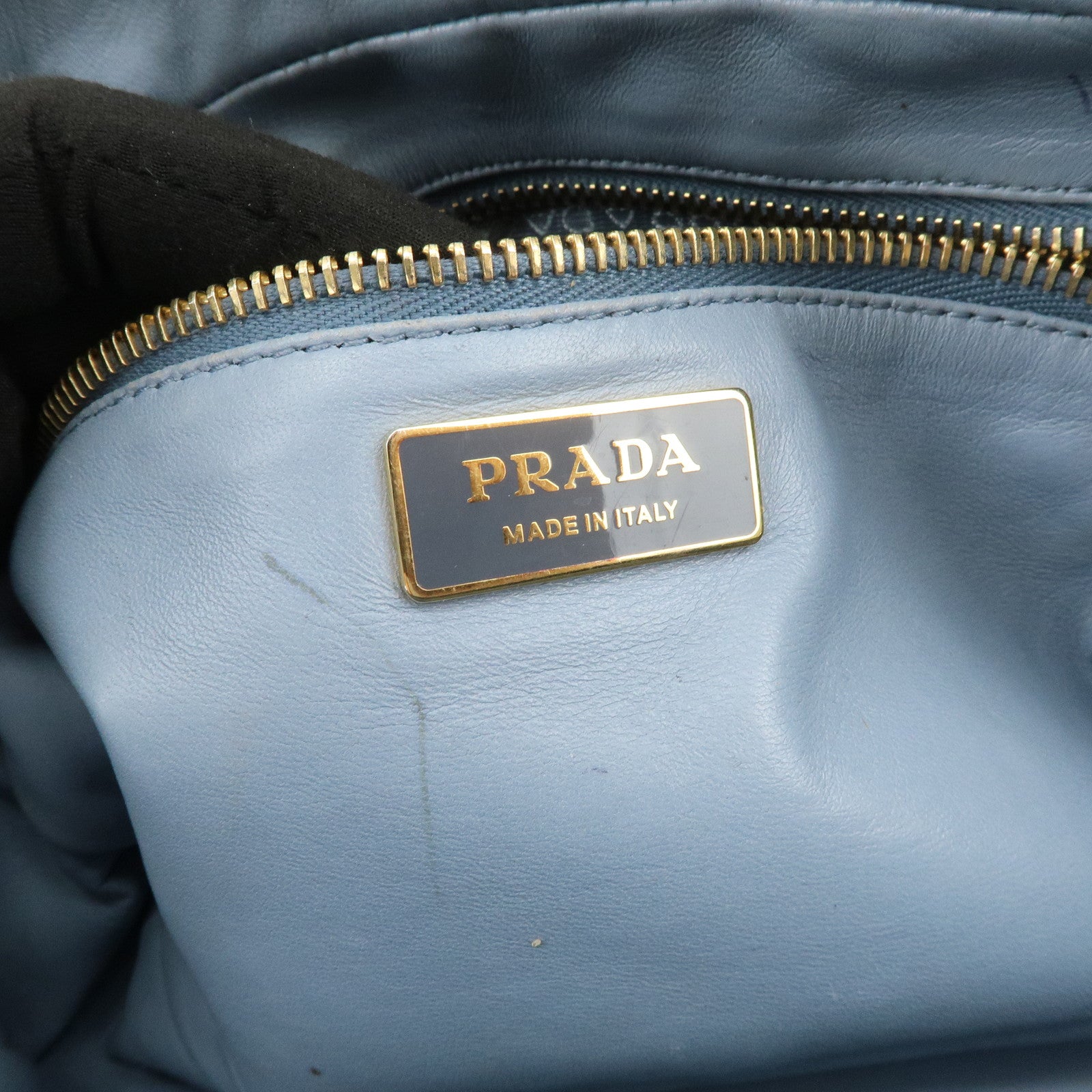 PRADA Triangle Logo Leather 2Way Hand Shoulder Bag Rabbit 1BB113
