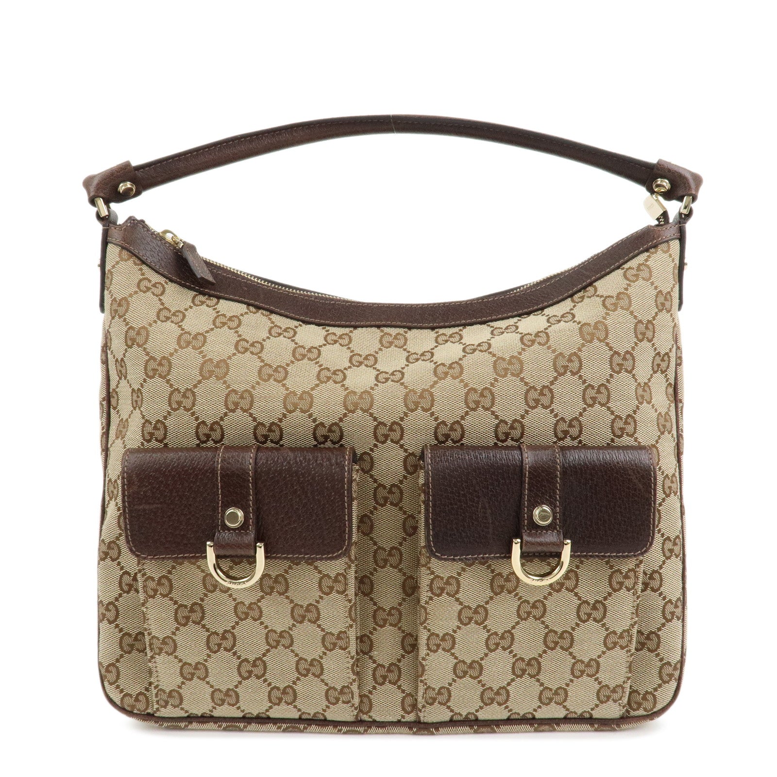 GUCCI Front Pocket Shoulder Bag Hand Bag Brown 153025