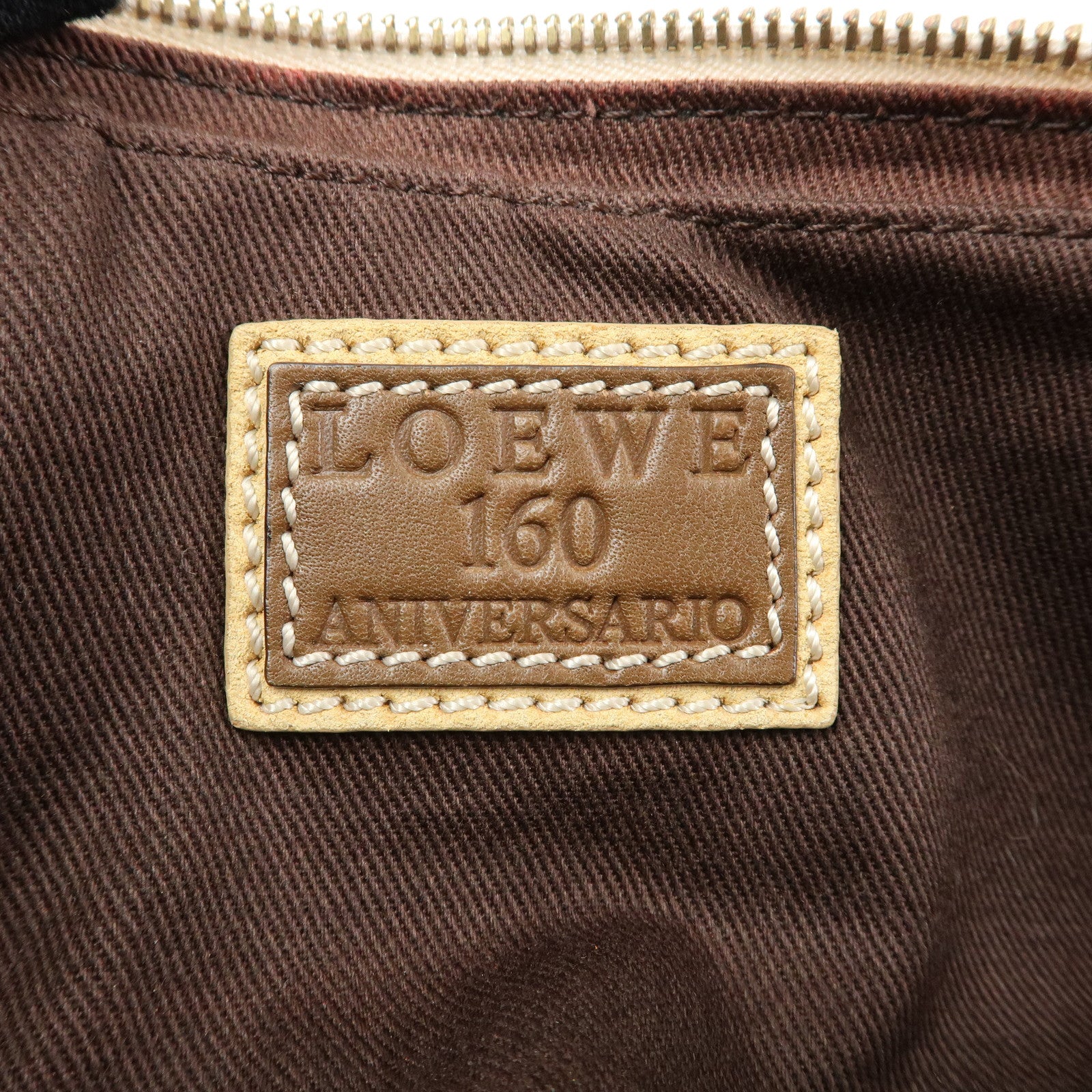 LOEWE Anniversary Canvas Leather Pouch Cosmetic Pouch Ivory Brown