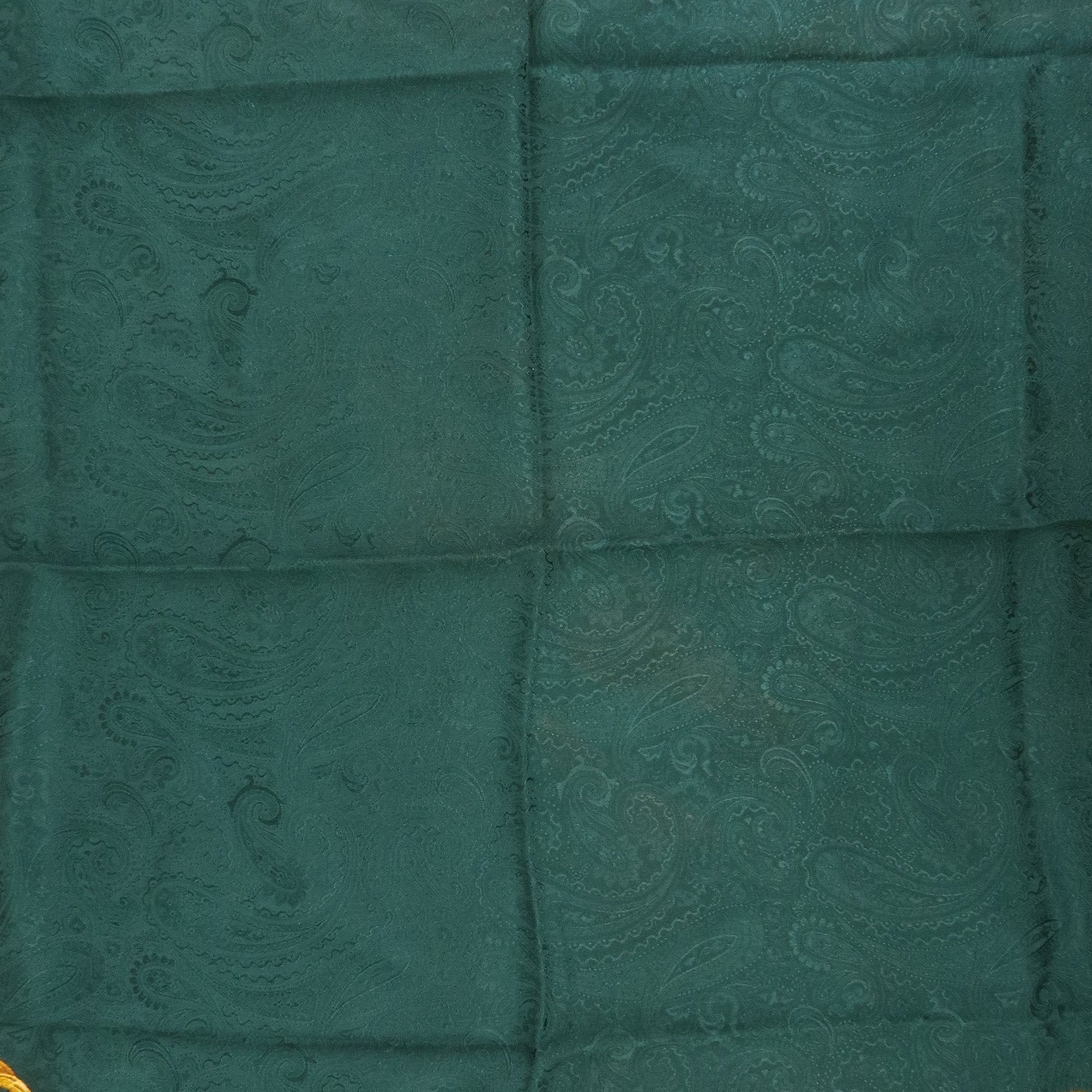 CHANEL COCO Mark Silk 100% Scarf Green Gold