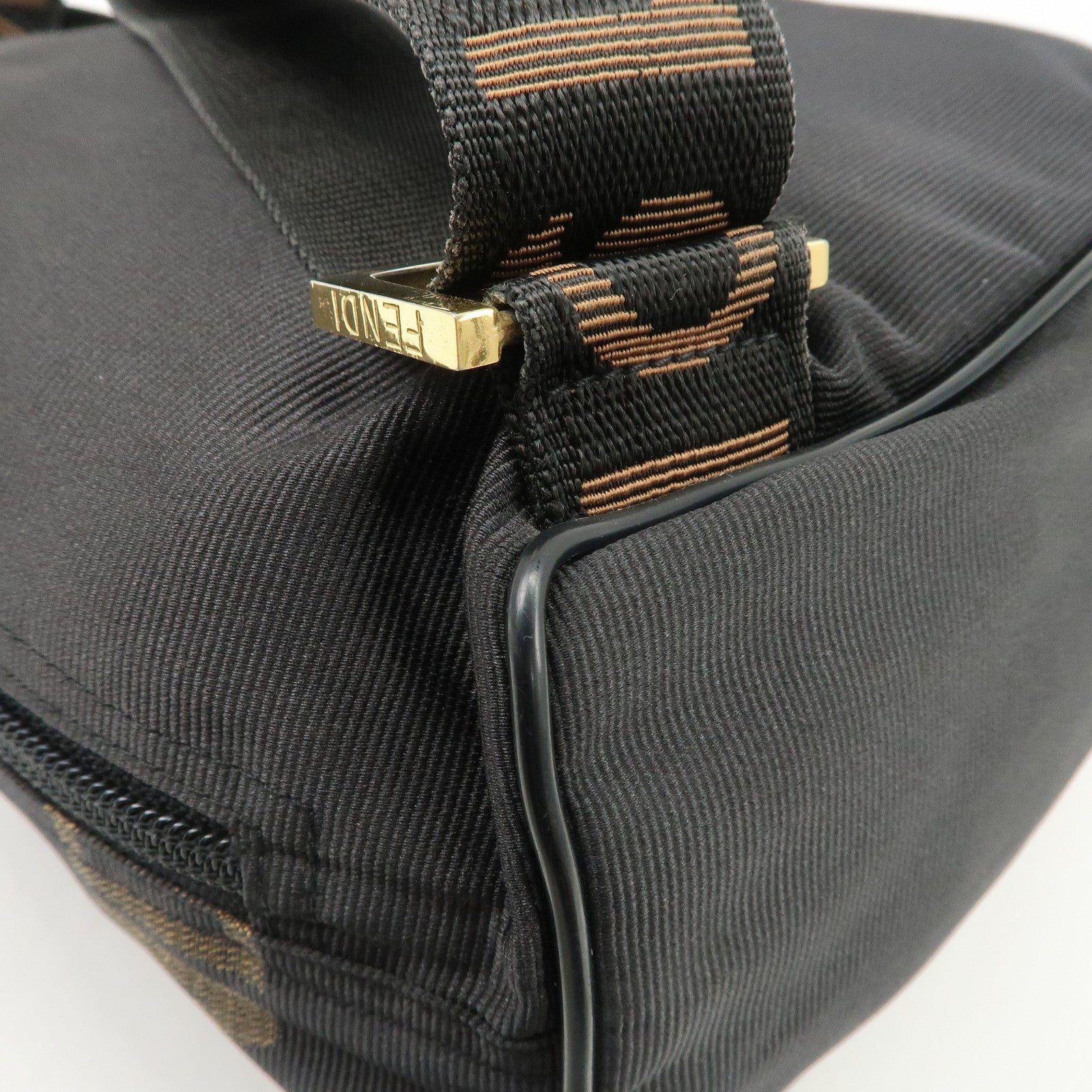 FENDI Nylon Leather Back Pack Black Gold Hardware 263390