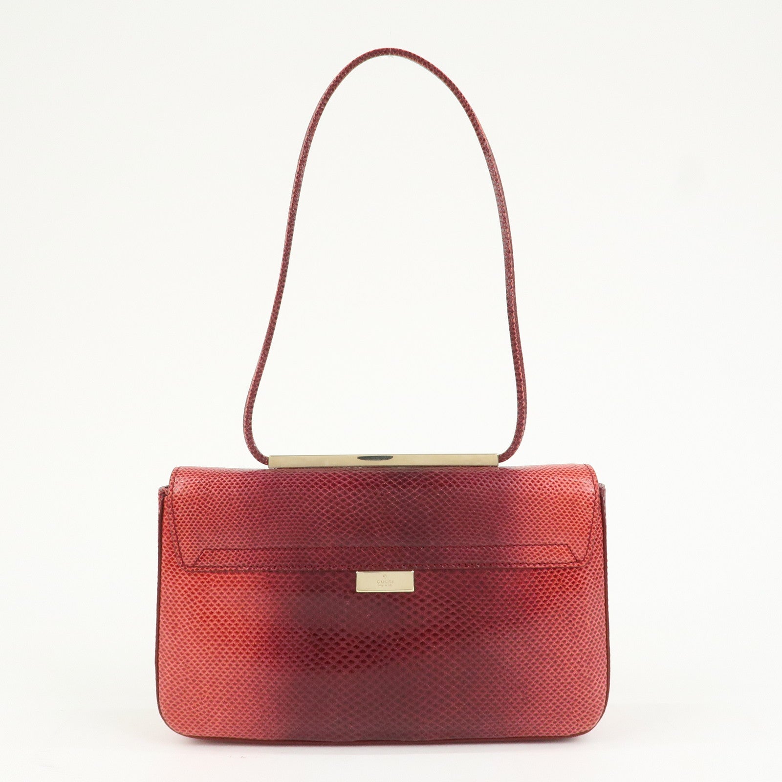 GUCCI Logo Leather Hand Bag Shoulder Bag Red 011.4227