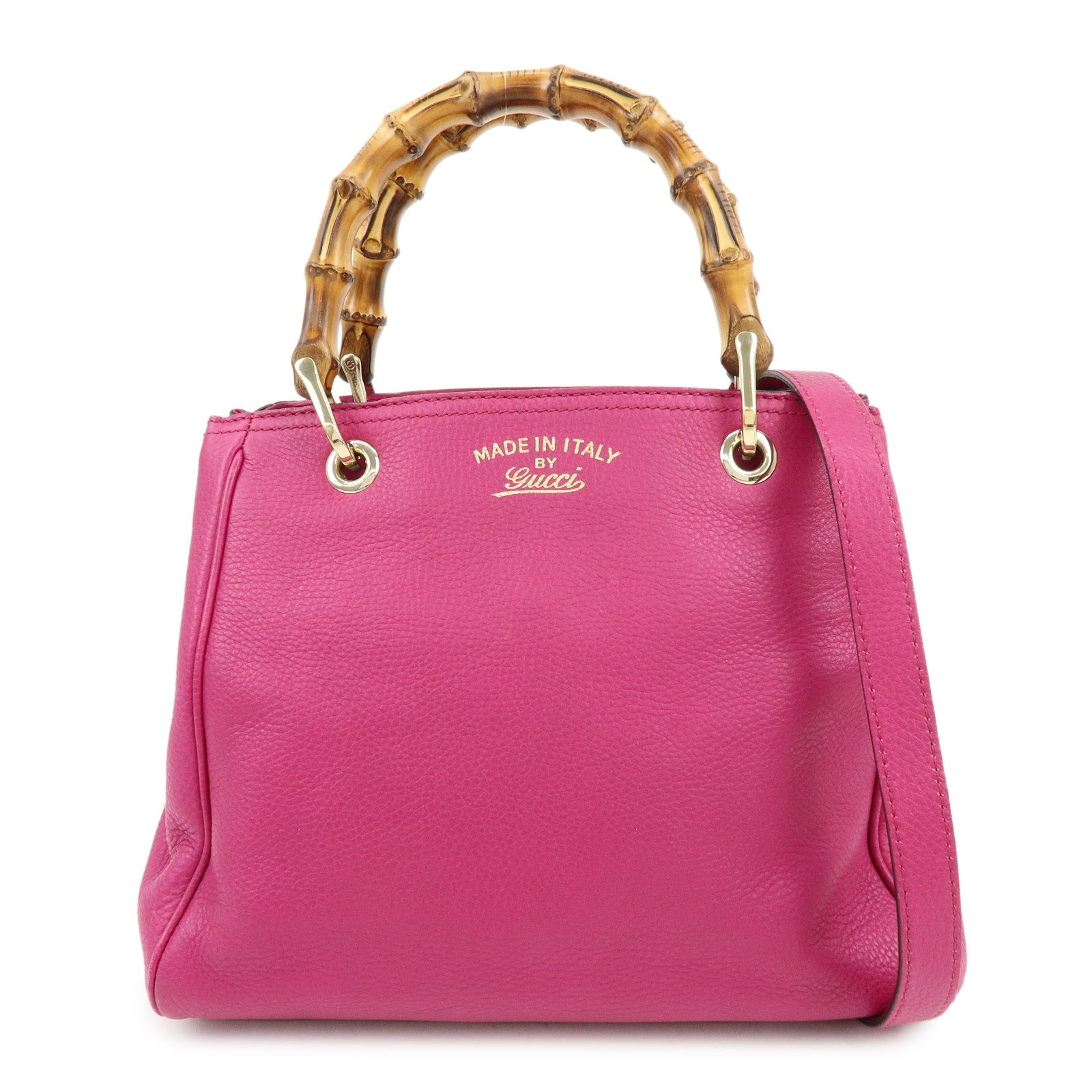 GUCCI Bamboo Leather 2Way Bag Hand Bag Shoulder Bag Pink 336032