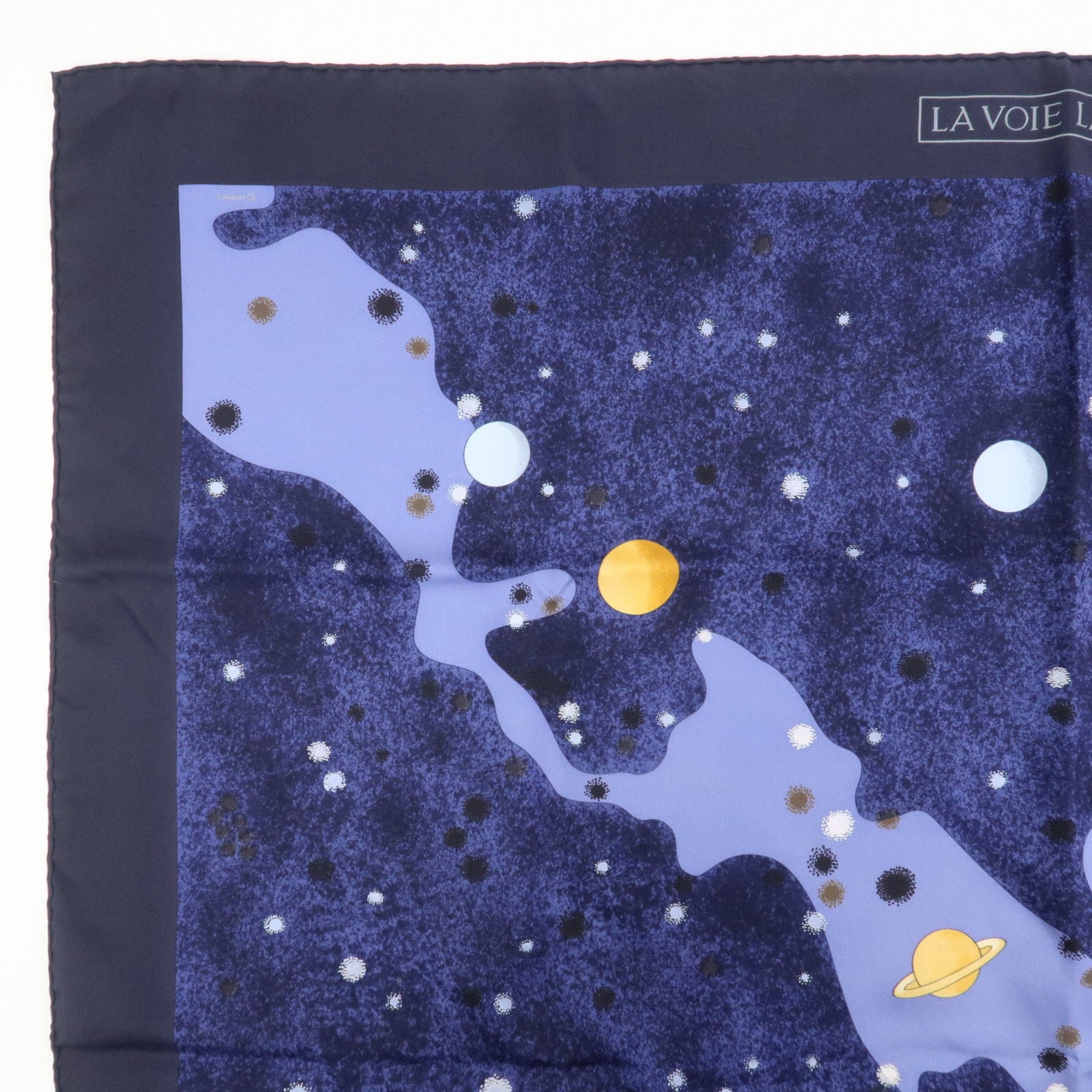 HERMES Carre 90 Silk 100% LA VOIE LACTEE Scarf Navy