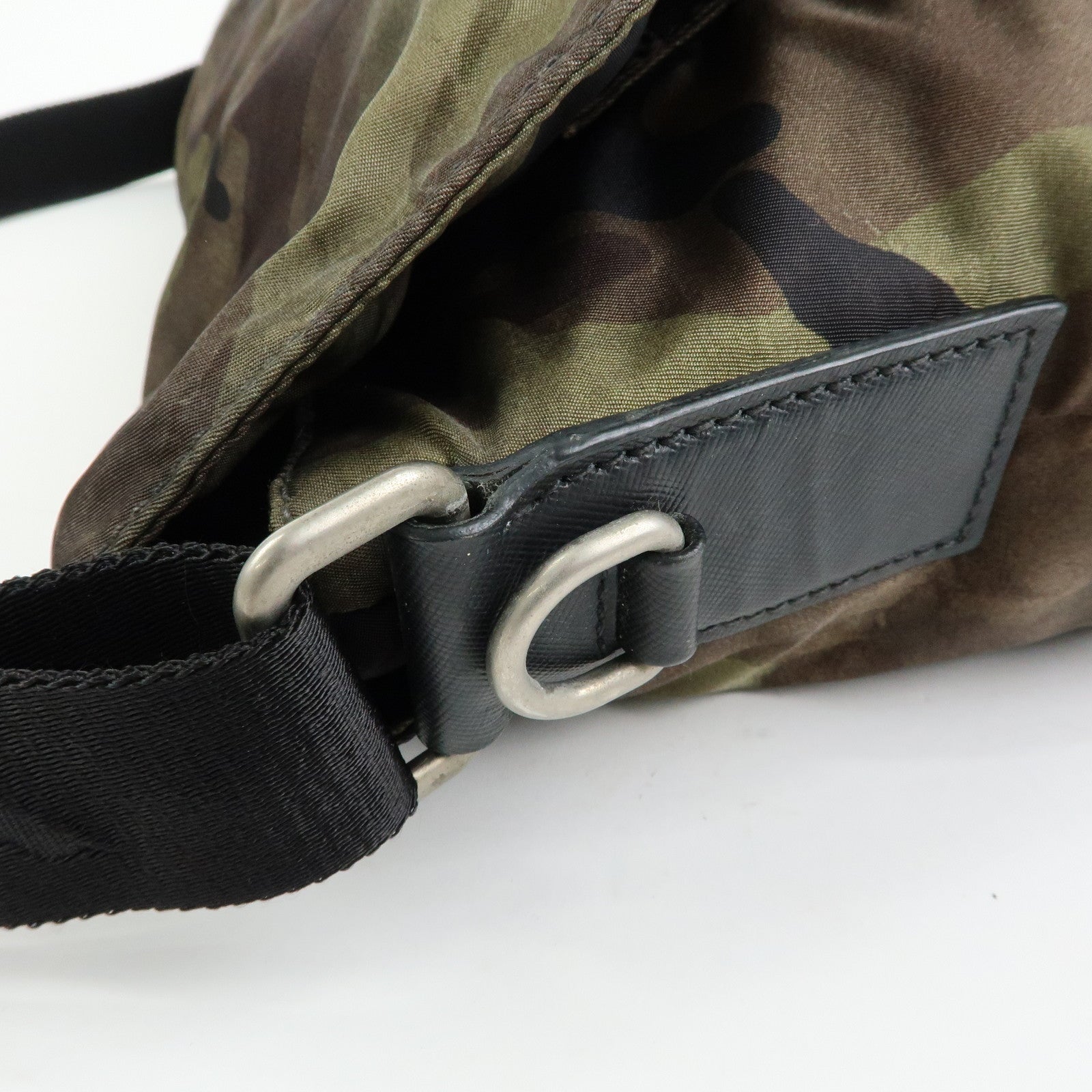 PRADA Triangle Logo Camouflage Nylon Saffiano Leather Shoulder Bag