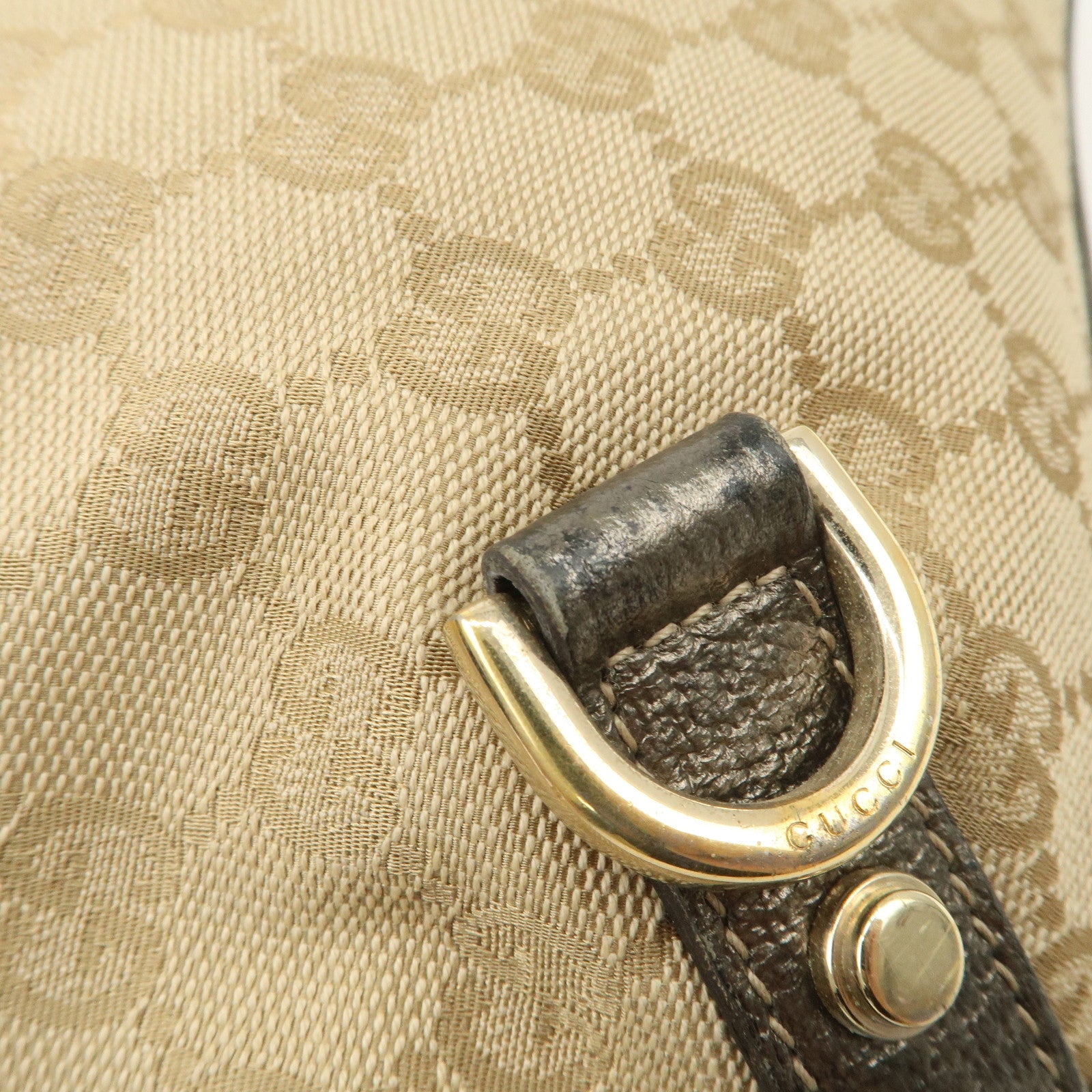 GUCCI Abbey GG Canvas Leather Shoulder Bag Beige Bronze 130738 Used