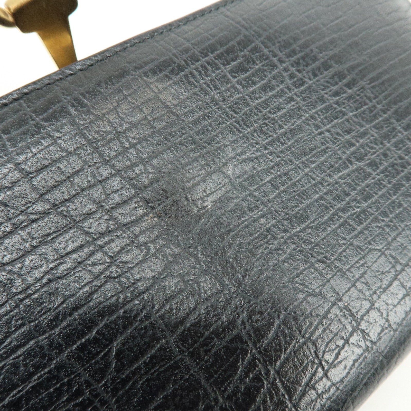 GUCCI Horsebit 1955 Embossed Leather Long Wallet Black 101602