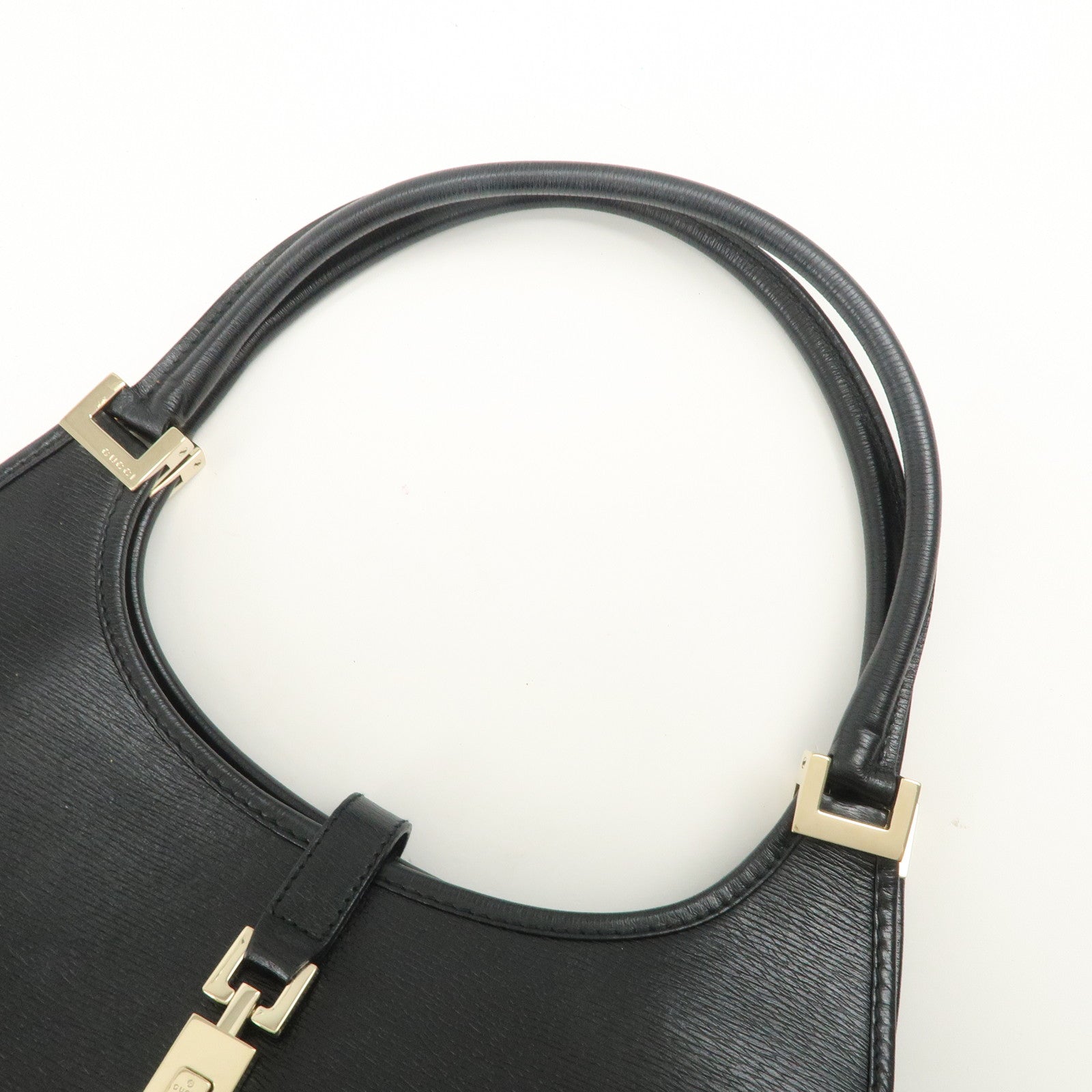 GUCCI Jackie Leather Hand Bag Black 01721