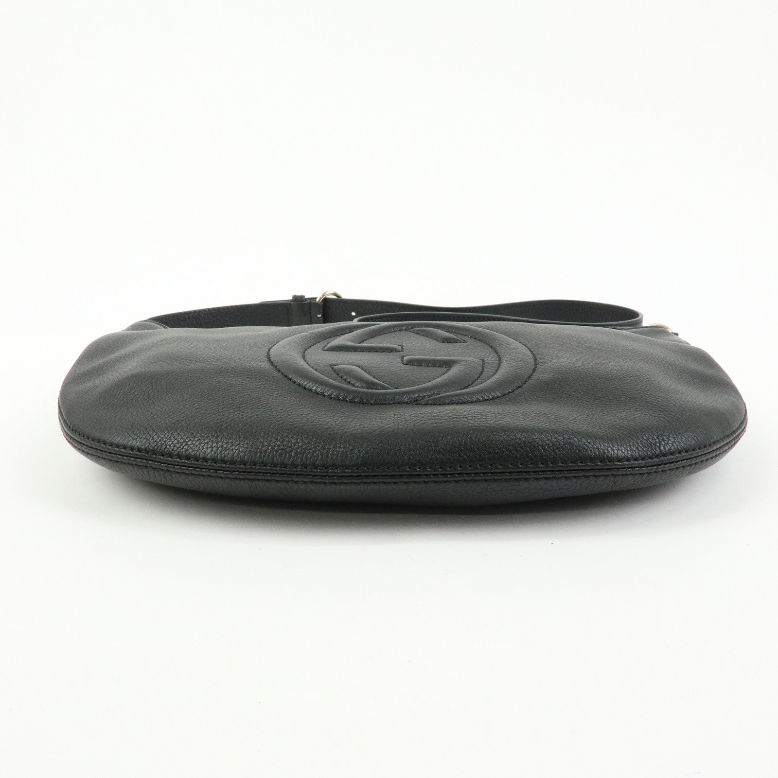 GUCCI SOHO Interlocking G Leather Shoulder Bag Black 308361