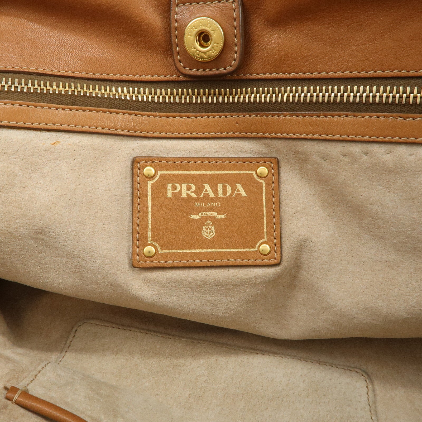 PRADA Calf Leather 2Way Bag Hand Bag Shoulder Bag Brown BN1902