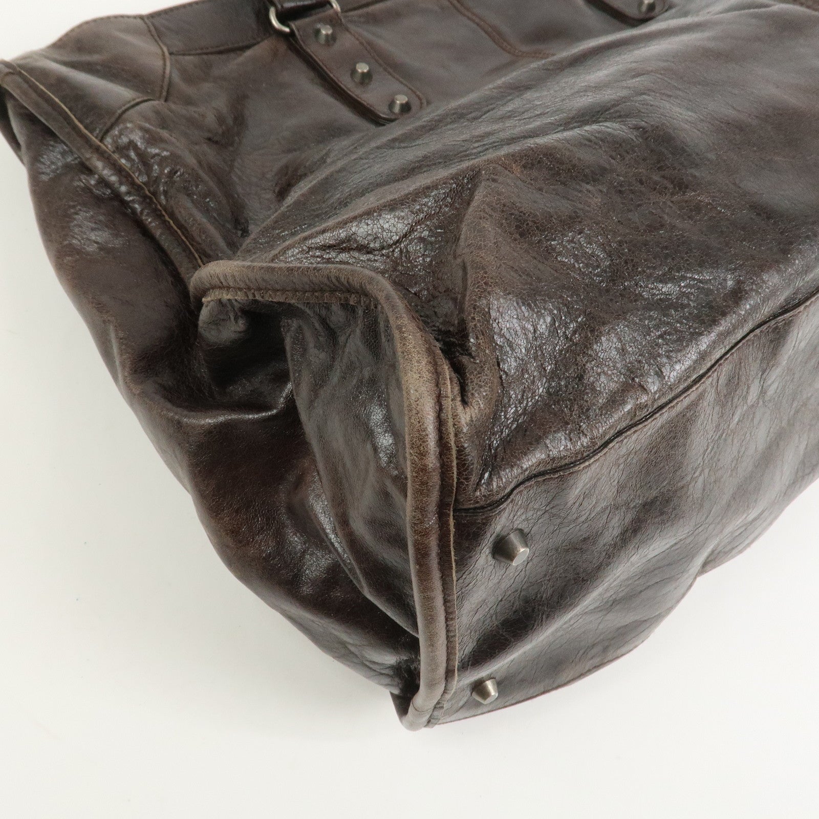 BALENCIAGA The Work Leather Tote bag Hand Bag Dark Brown 156541