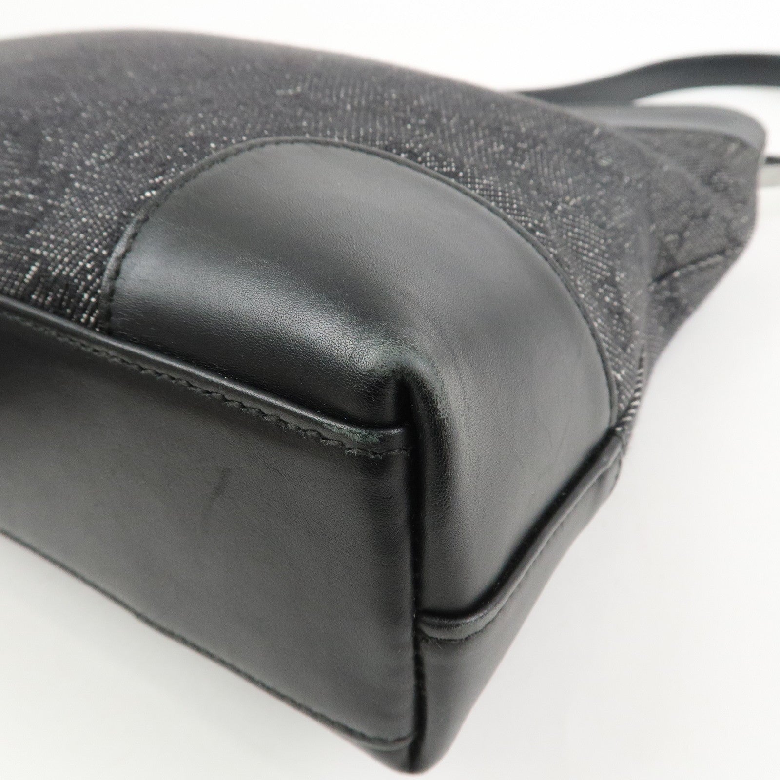 GUCCI Logo GG Canvas Leather Shoulder Bag Hand Bag Black 143745