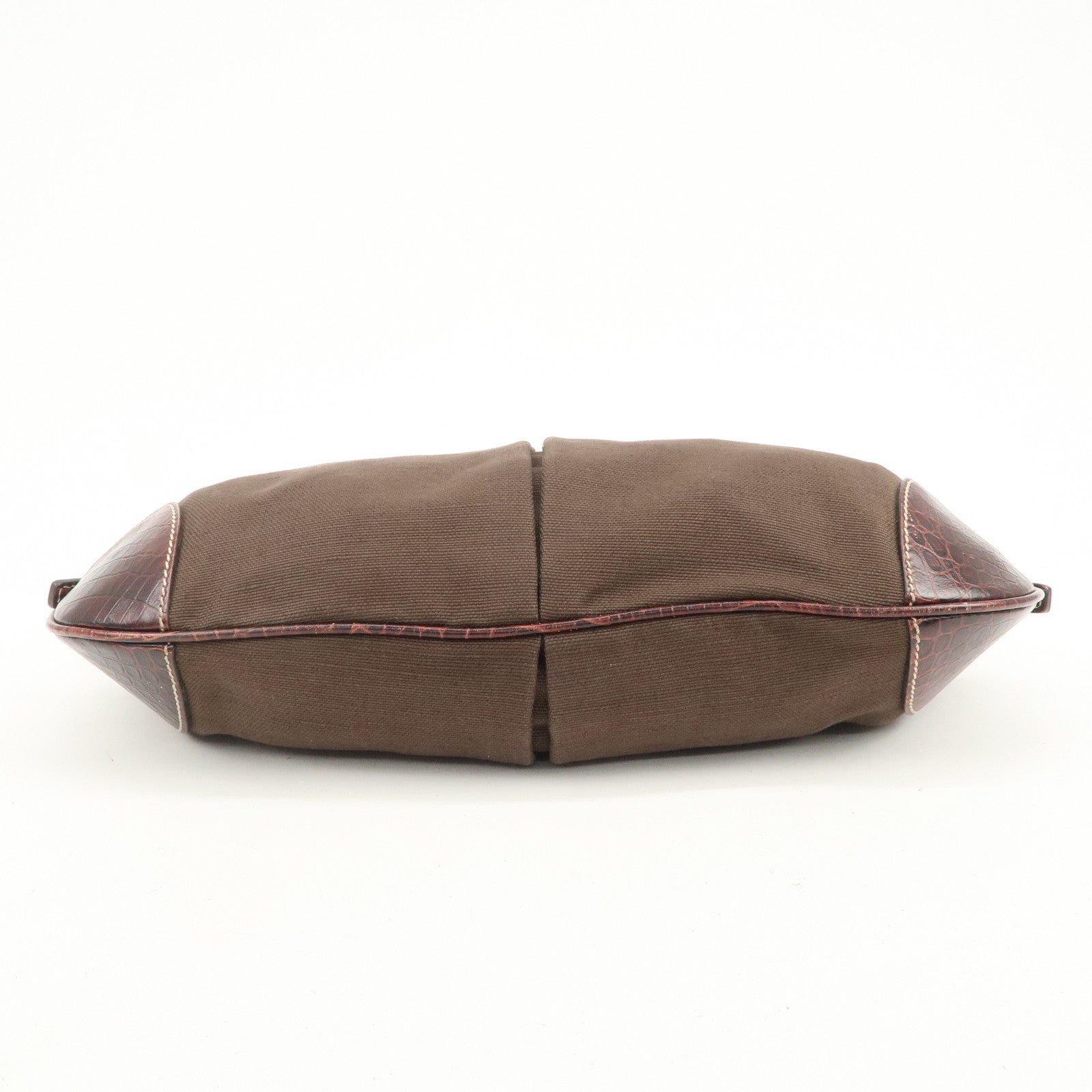 CELINE Canvas Leather Shoulder Bag Hand Bag Brown