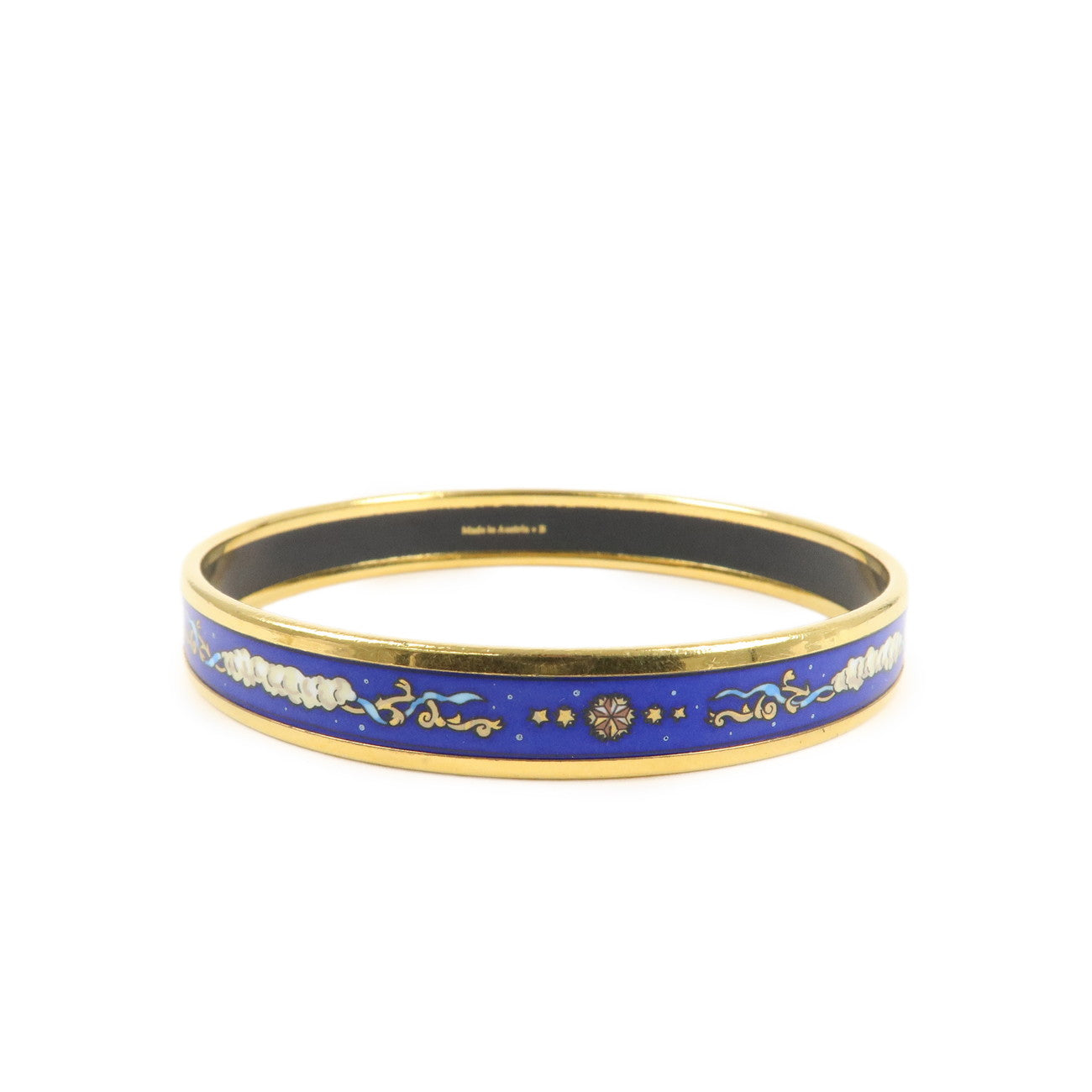HERMES Email PM Bangle Bracelet Blue Gold Used