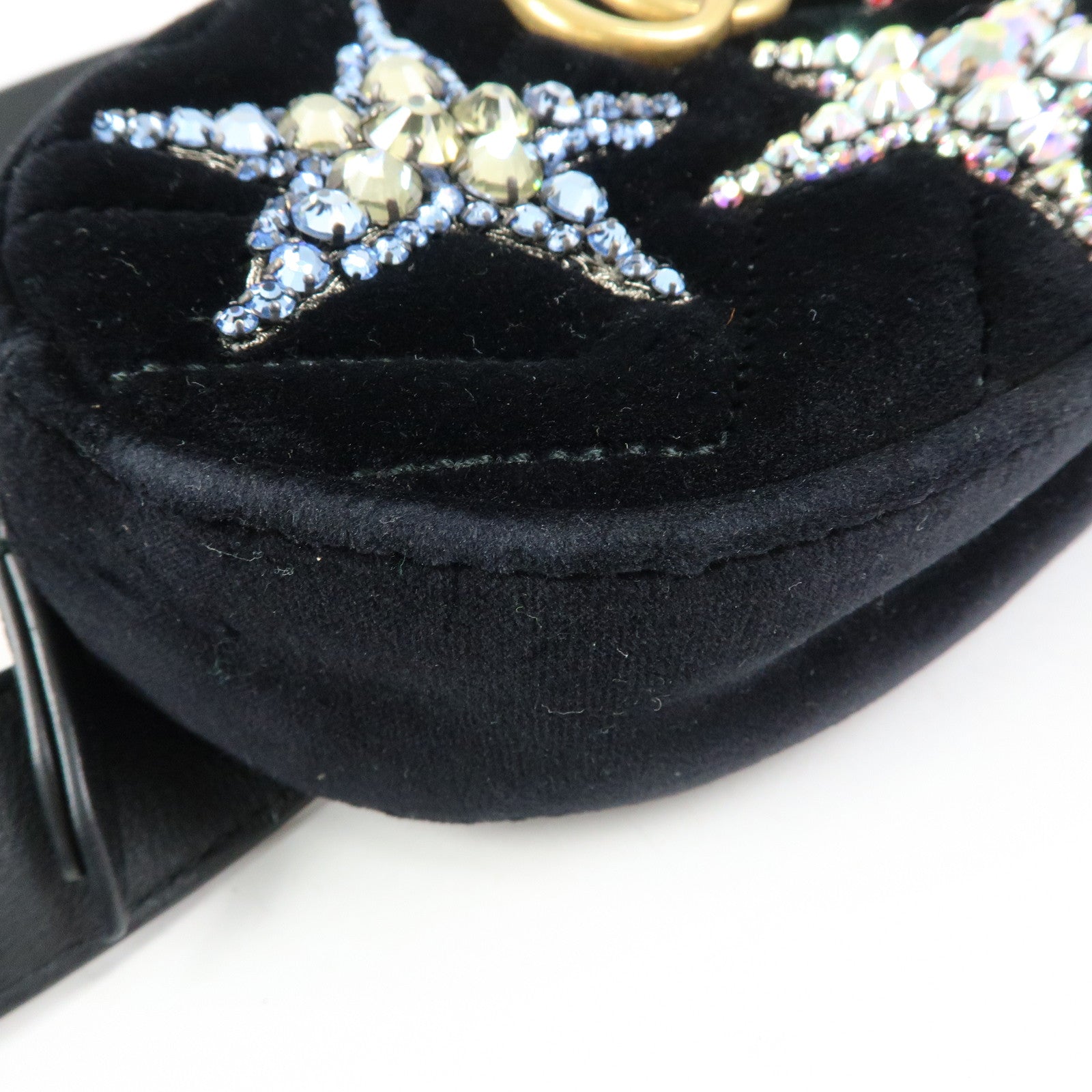 GUCCI Velvet Leather Star Bijou Motif Waist Pouch Body Bag 476434