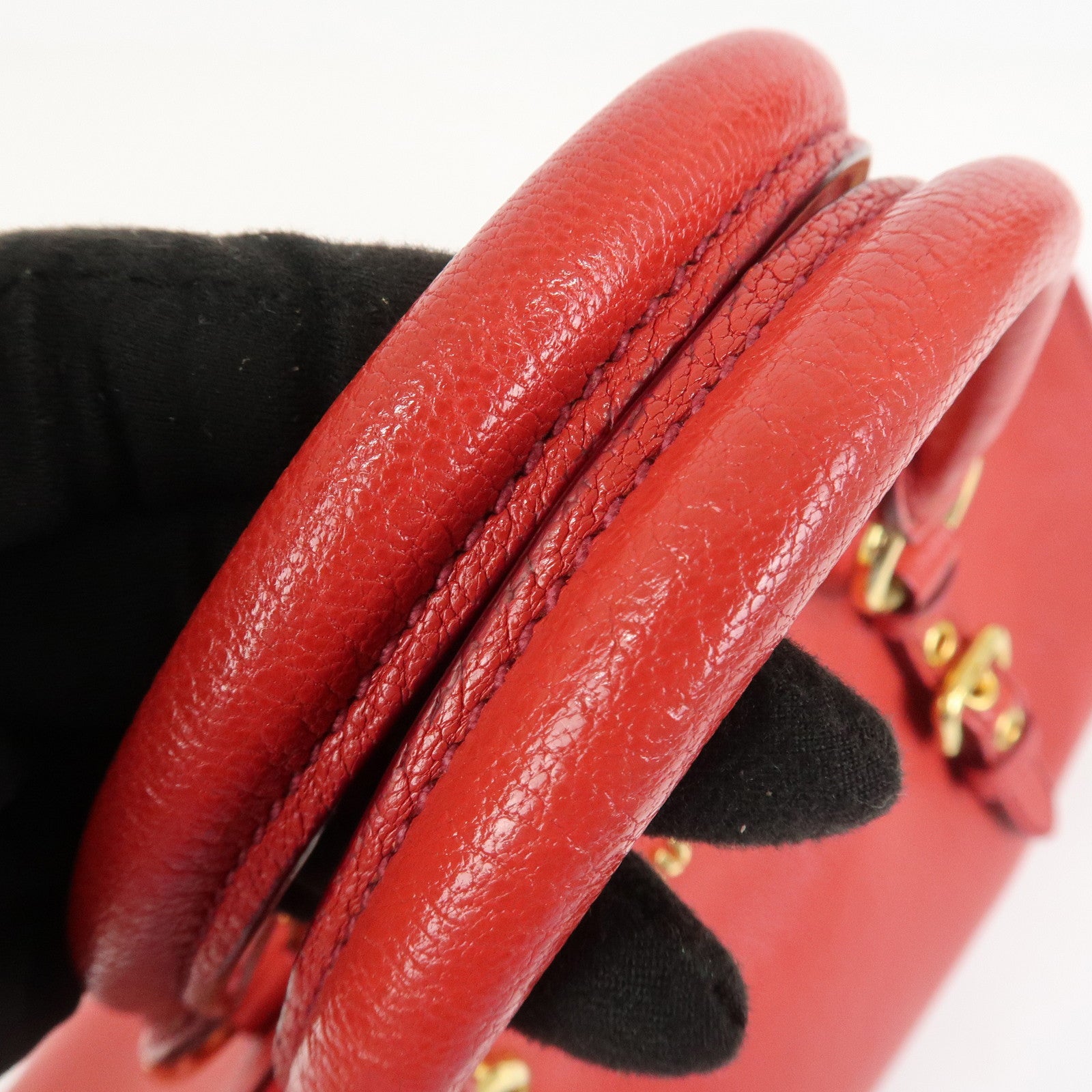 MIU MIU Logo Leather 2Way Bag Hand Bag Shoulder Bag Red RL0060