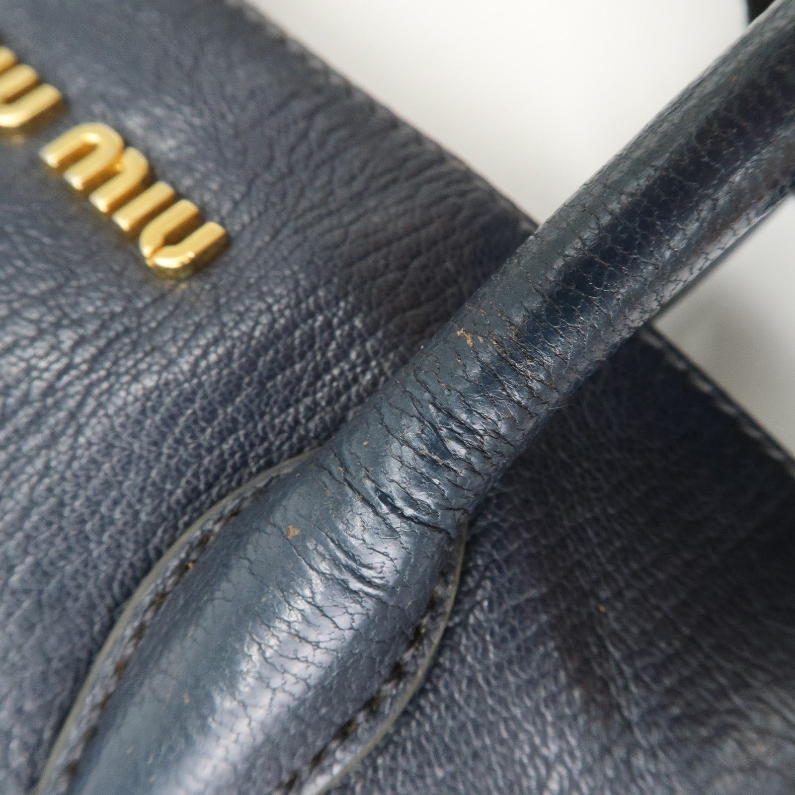 MIUMIU Matelasse Leather 2Way Bag Hand Bag Navy 5BA003