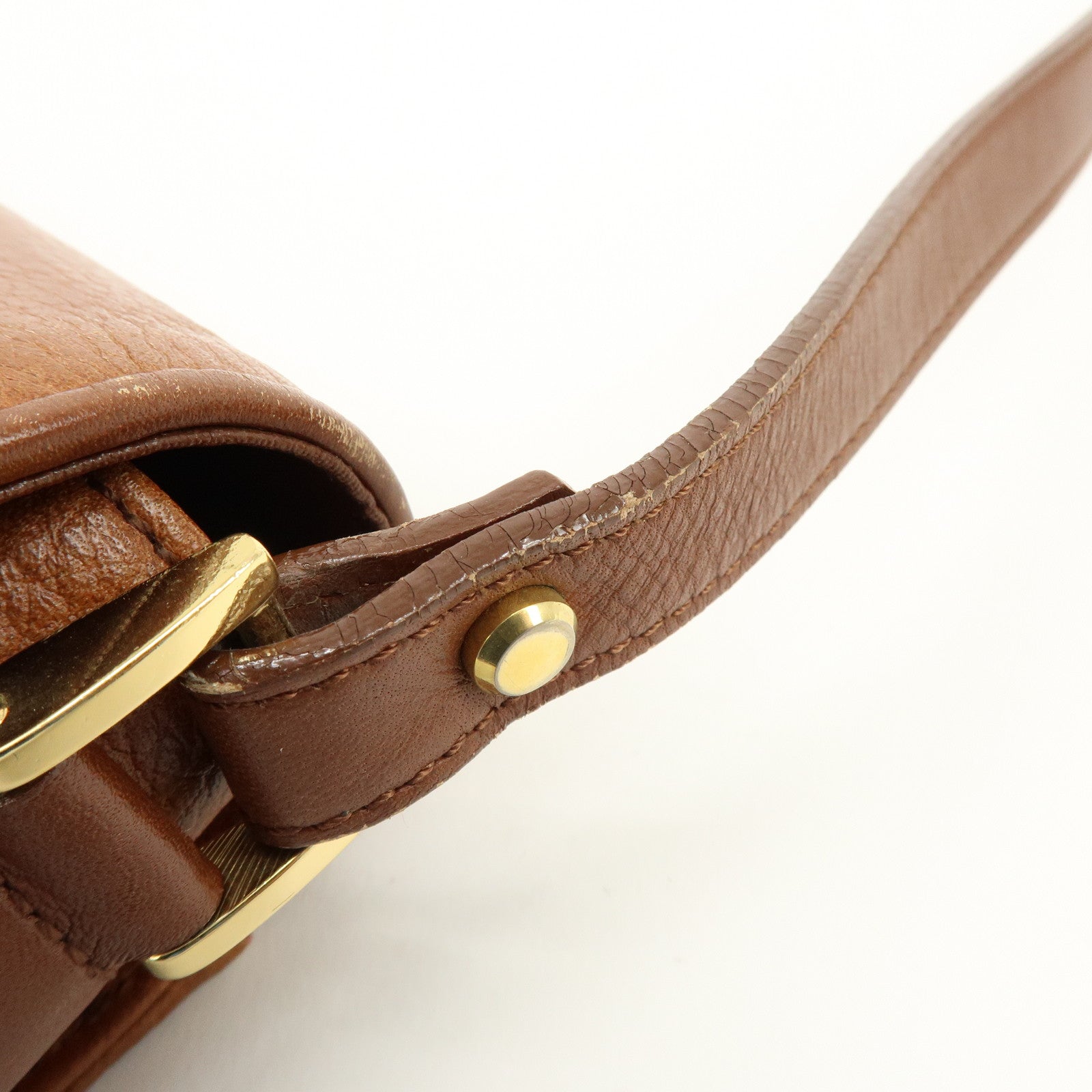 BURBERRY Logo Leather Shoulder Bag Crossbody Bag Brown