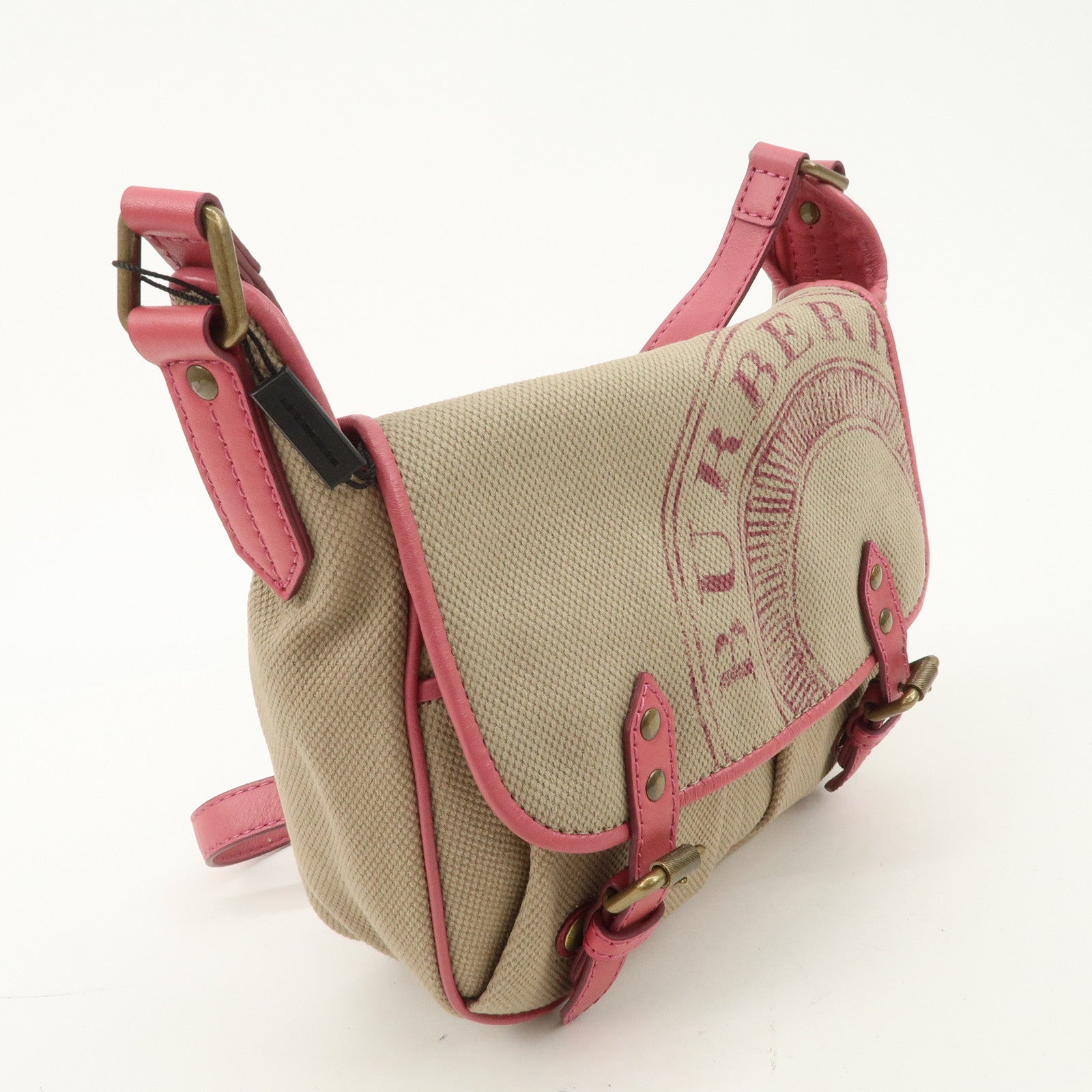 BURBERRY Children Canvas Leather Shoulder Bag Crossbody Bag Beige