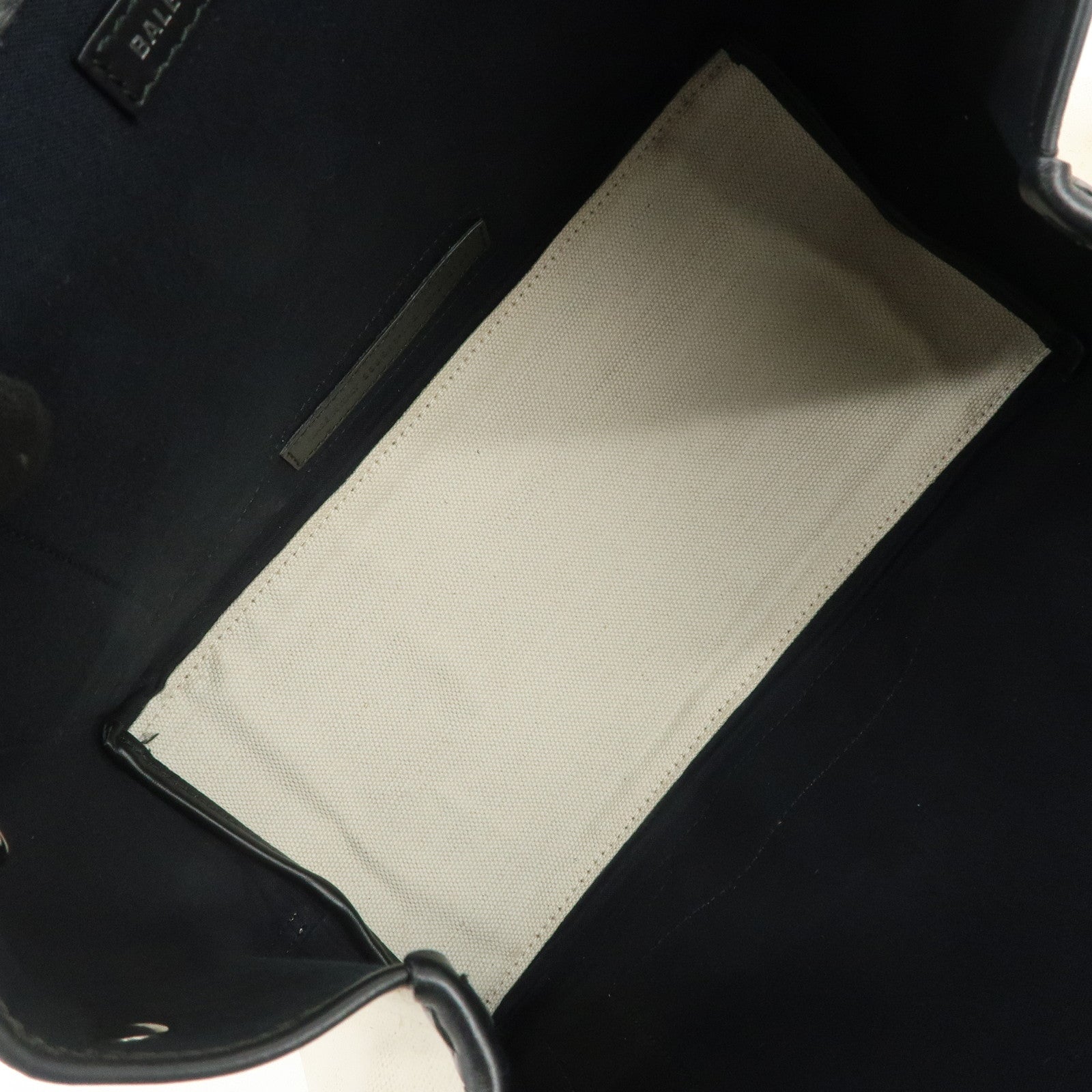 BALENCIAGA Navy Cabas S Cotton Calf Skin Tote Bag Hand Bag 339933