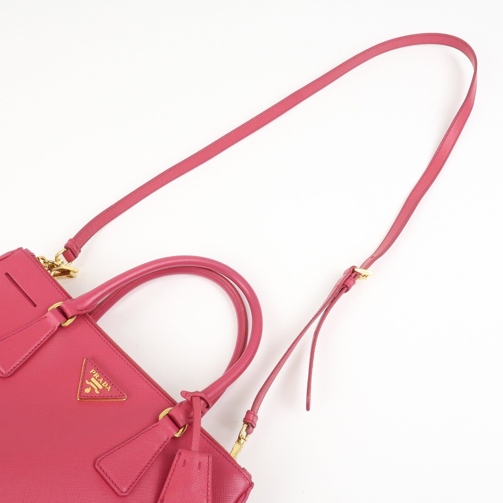 PRADA Saffiano Leather Galleria 2Way Hand Shoulder Bag Pink 1BA863