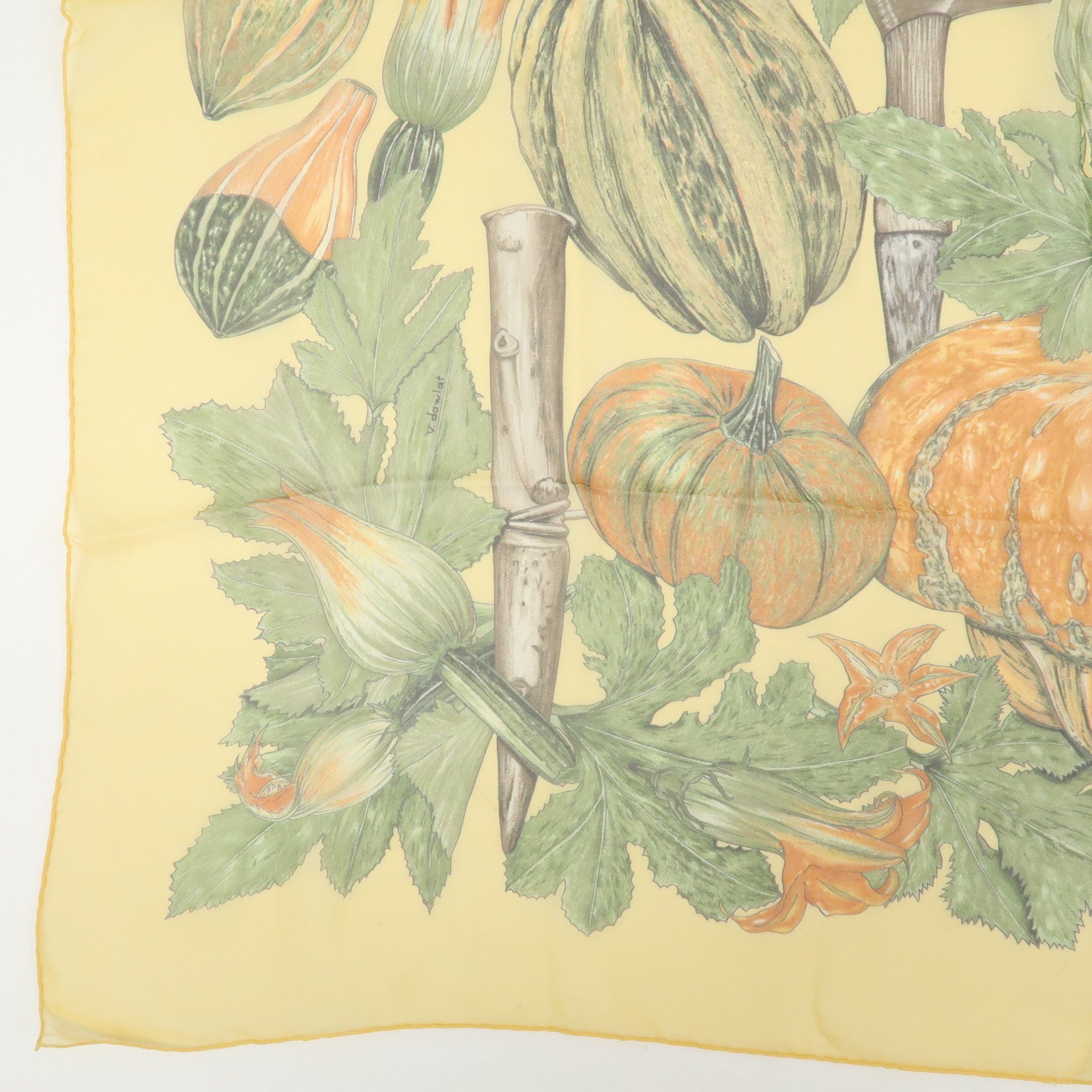 HERMES Carre 90 Silk 100% CITROUOILLES ET COLOWUINTES Pumpkin Scarf