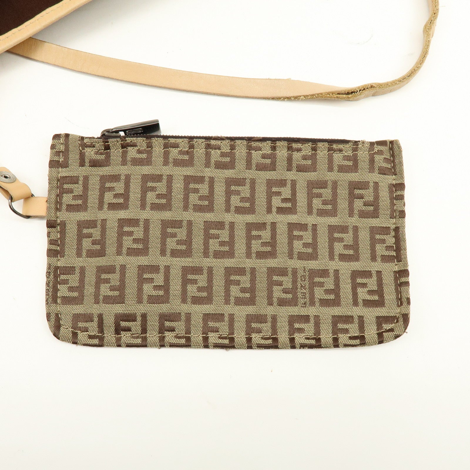 FENDI Zucchino Canvas Tote Bag Shoulder Bag Beige Brown 8BH005