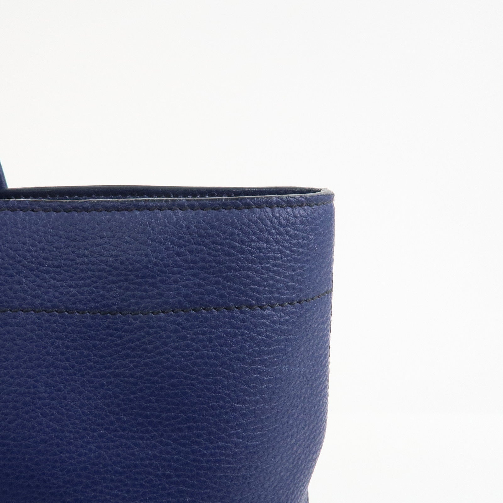 MIU MIU Logo Madras Leather Tote Bag Shoulder Bag Hand Bag Blue