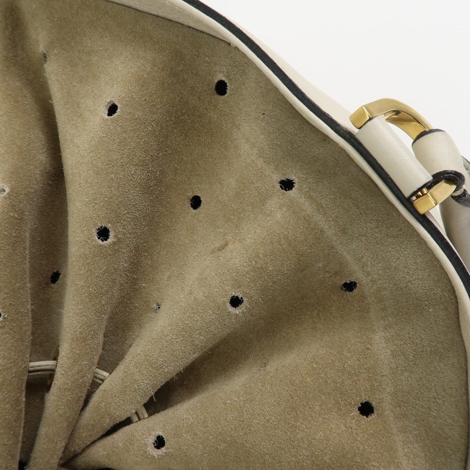 FENDI Logo Leather 2Way Bag Hand Bag Shoulder Bag Ivory 8BN238