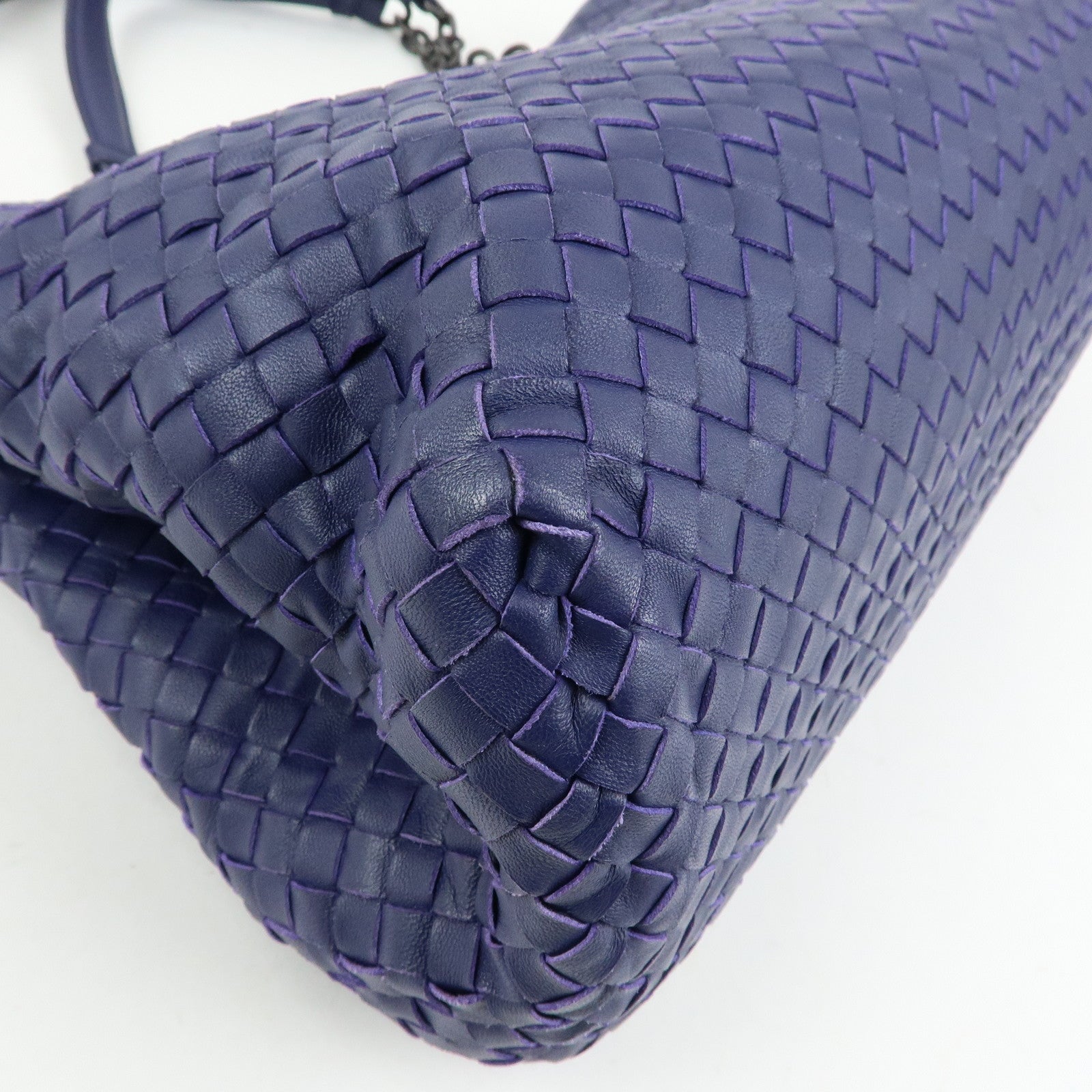 BOTTEGA VENETA Intrecciato Leather Shoulder Bag Tote Bag Blue