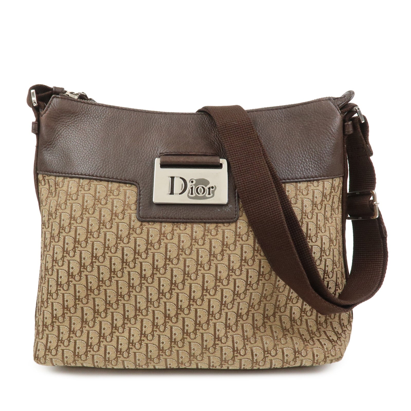 Christian Dior Street Chic Trotter Canvas Leather Shoulder Bag