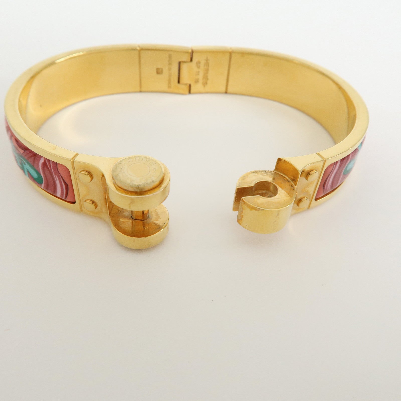 HERMES Metal Charniere Bracelet Bangle BRIDES de GALA Pink Gold