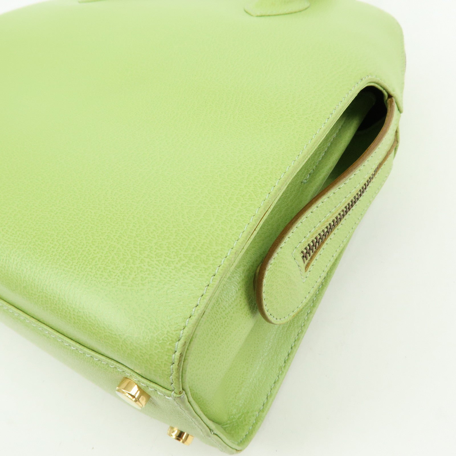 Ferragamo Gancini Leather 2Way Bag Hand Shoulder Bag Light Green