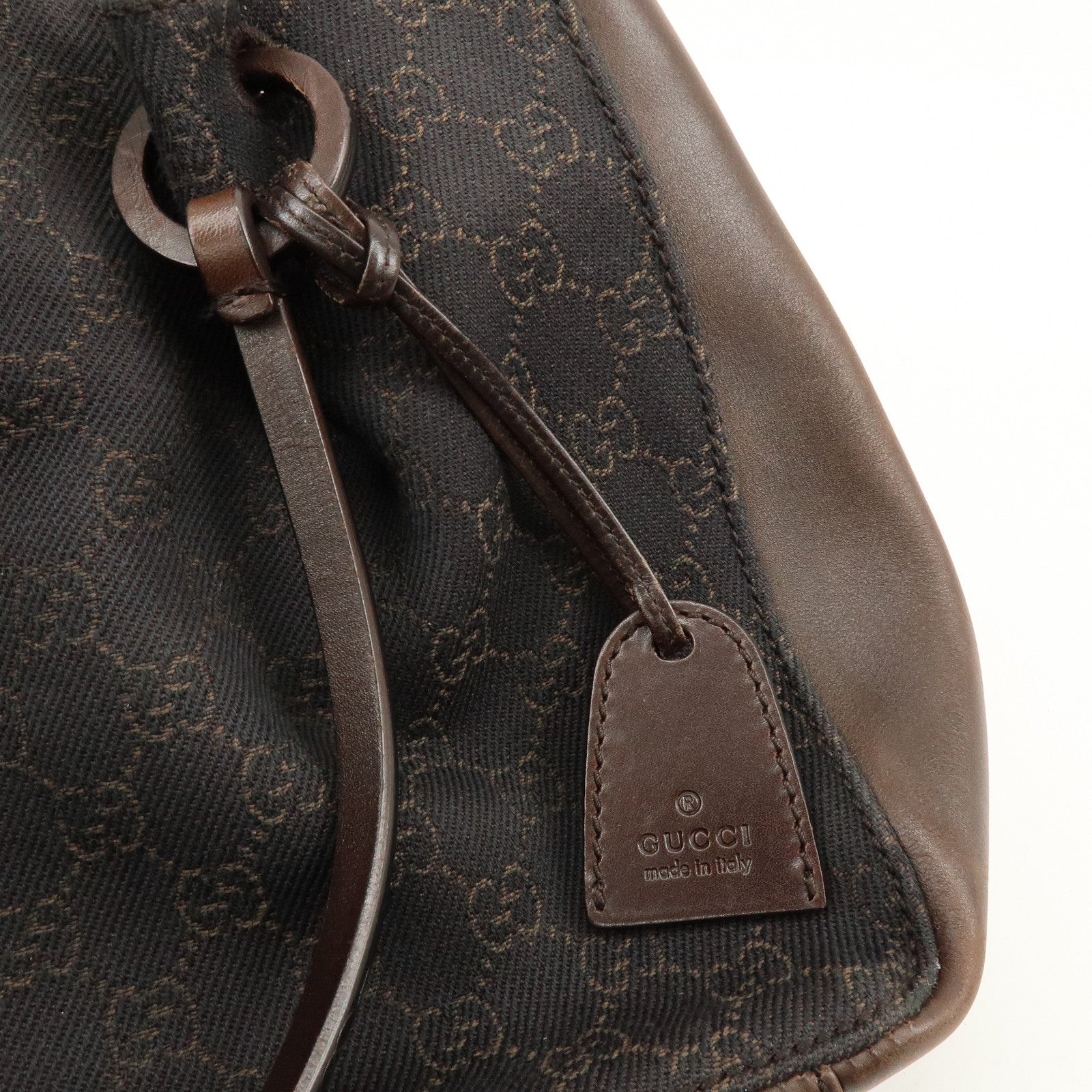 GUCCI GG Canvas Leather Shoulder Bag Tote Bag Brown 101919