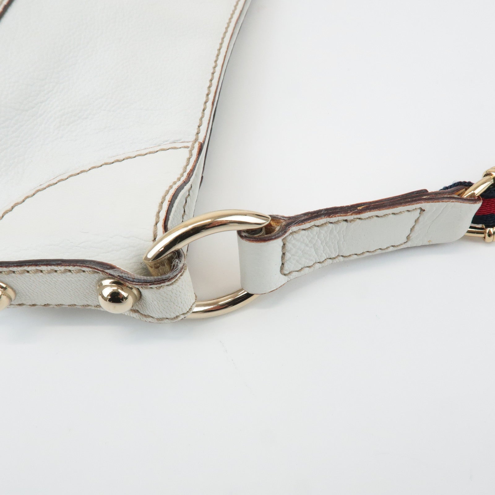 GUCCI Sherry Leather Chain Shoulder Bag Hand Bag White 153011 Used