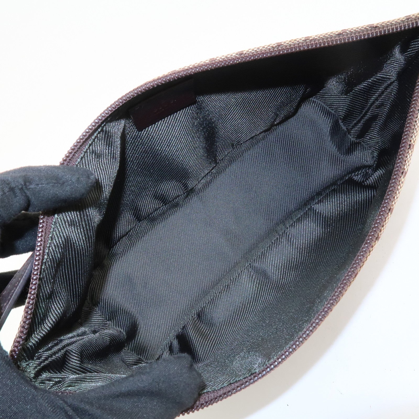 GUCCI Boat Bag GG Canvas Leather Hand Bag Brown 07198