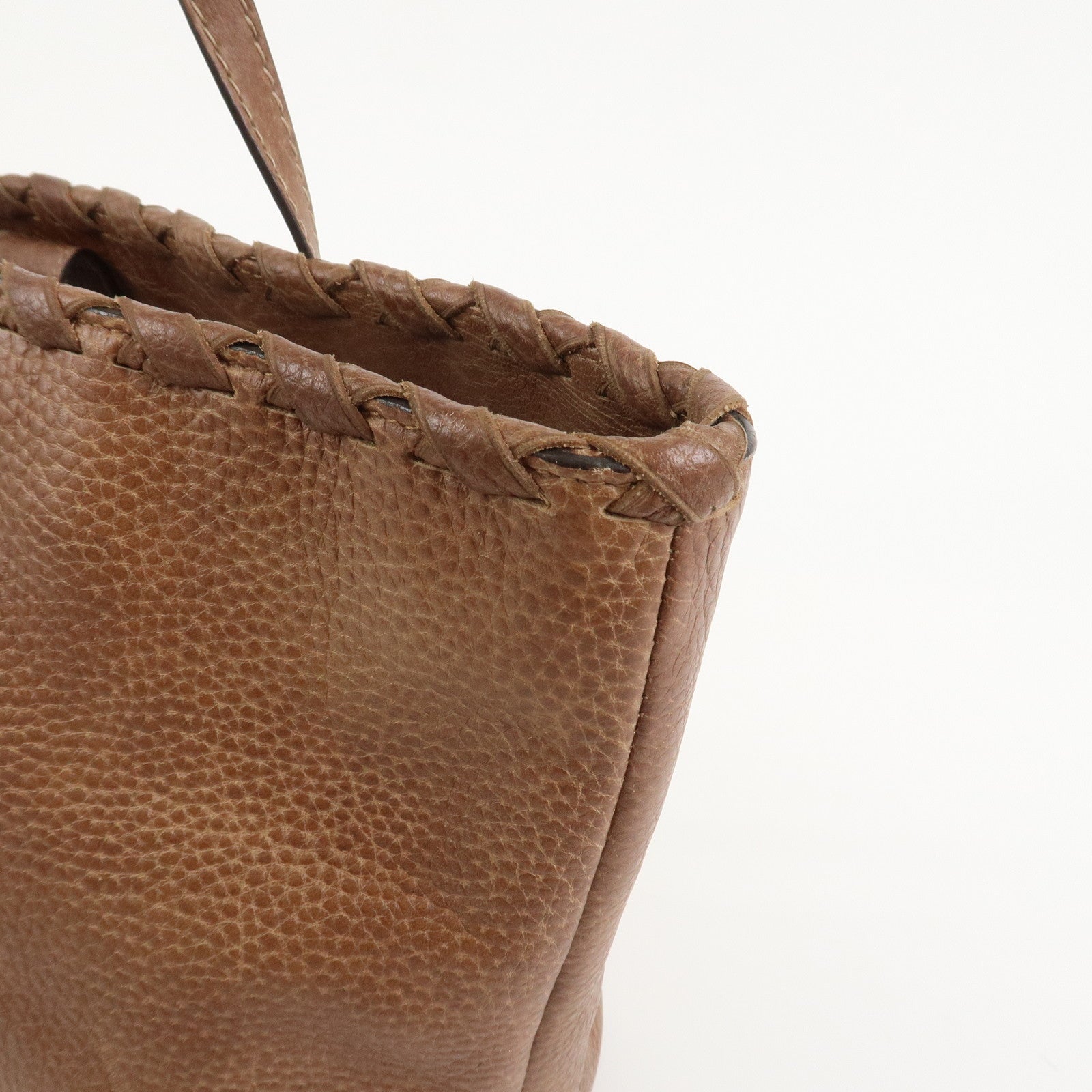 GUCCI Bamboo Fringe Leather Tote Bag Shoulder Bag Brown 218780