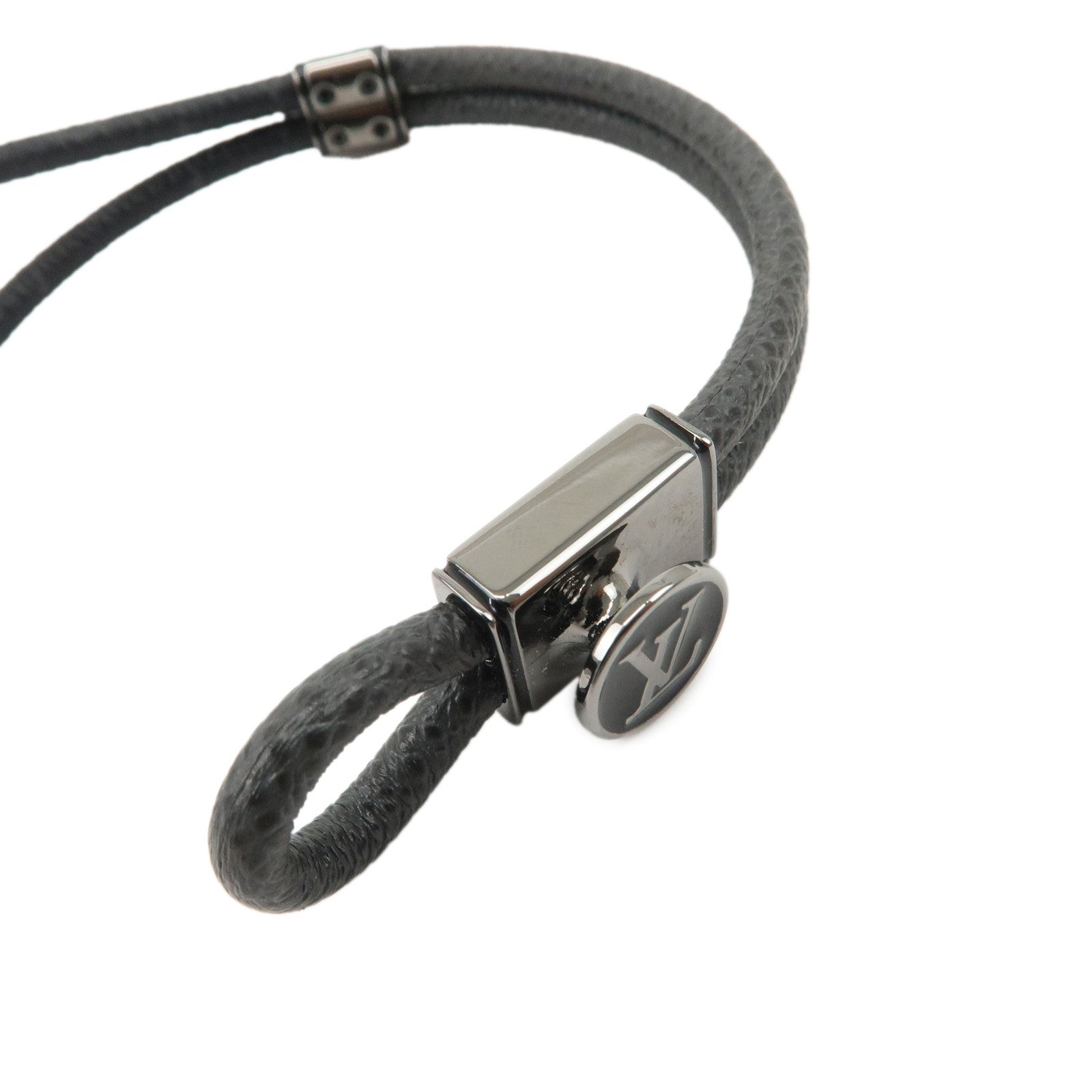 Louis Vuitton Monogram Eclipse Loop It Taiga Bracelet Black M6780D