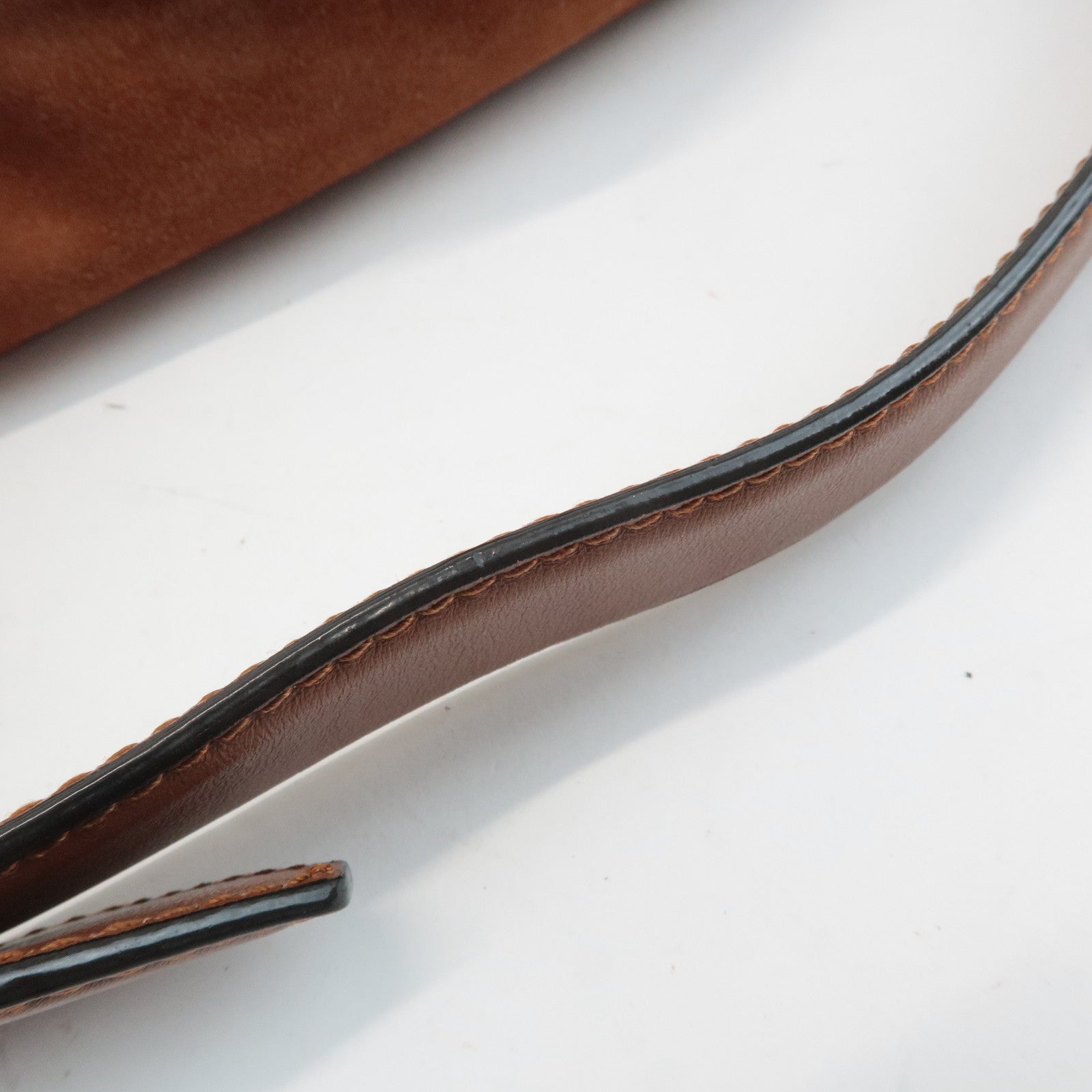 JIMMY CHOO Logo Suede Leather Shoulder Bag Hand Bag Brown Used