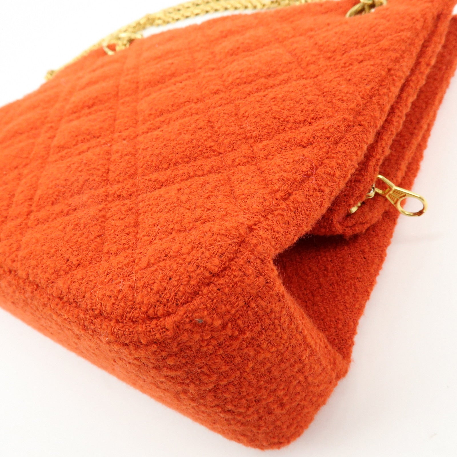 CHANEL COCO Mark Tweed Chain Shoulder Bag Hand Bag Red