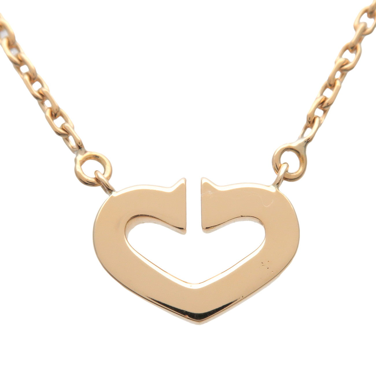Cartier C Heart Diamond Necklace K18 750YG Yellow Gold